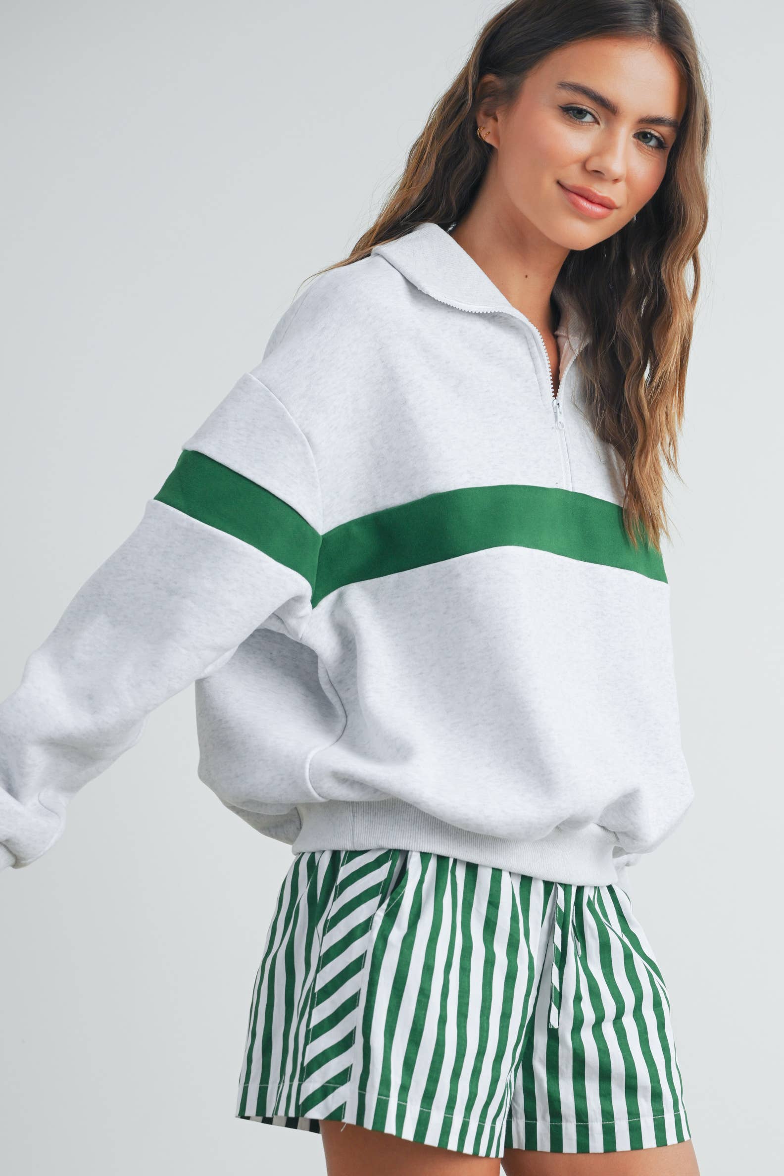 Green Striped Drawstring Boxer Shorts
