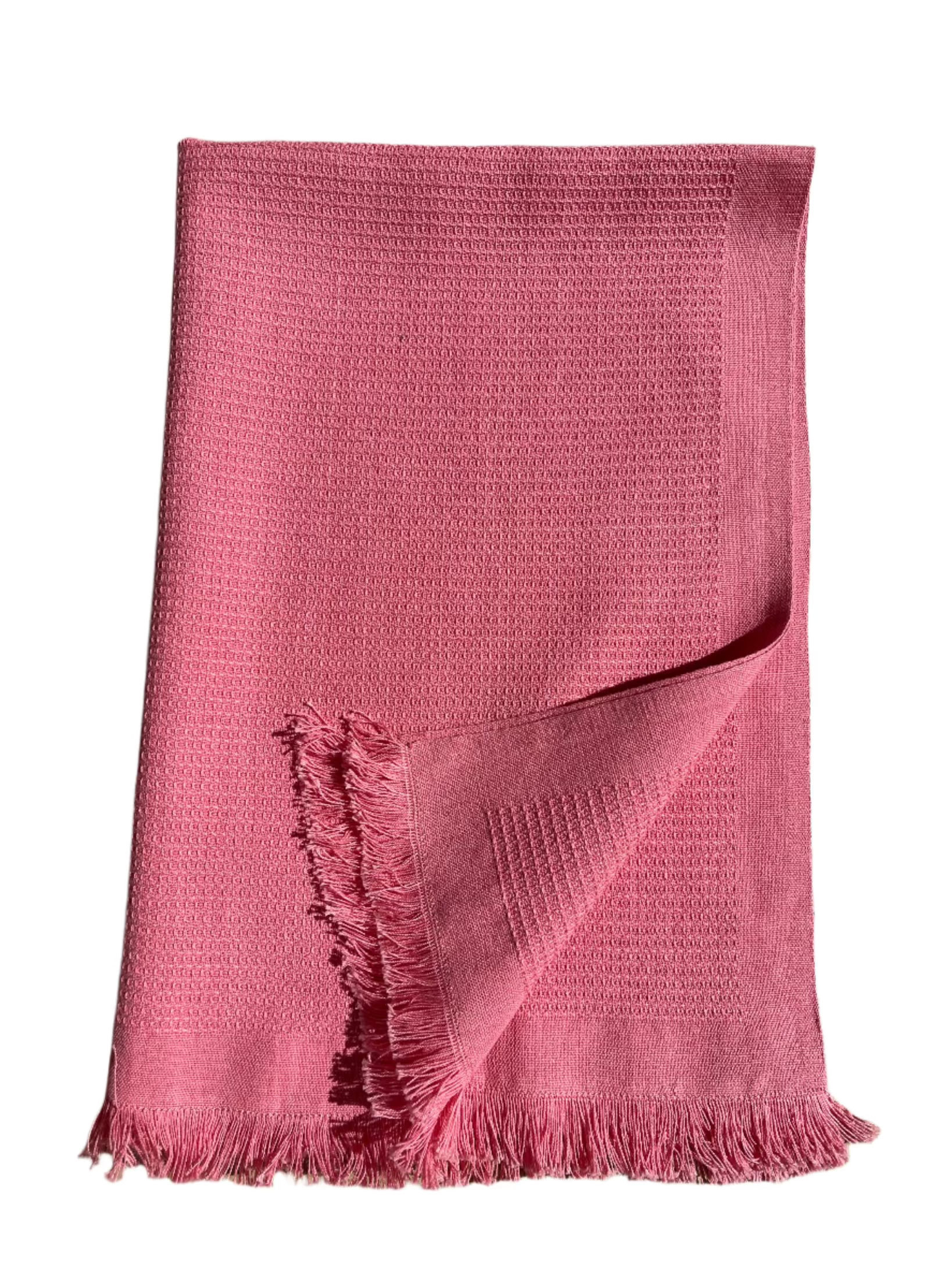 pink-waffle-texture-small-hand-towel-with-fringe.