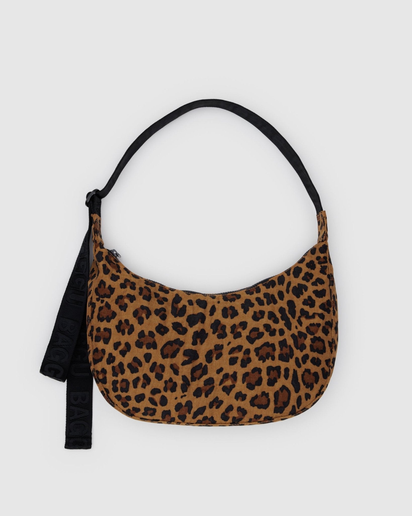Leopard print crescent bag with black adjustable strap - ANNIE.G