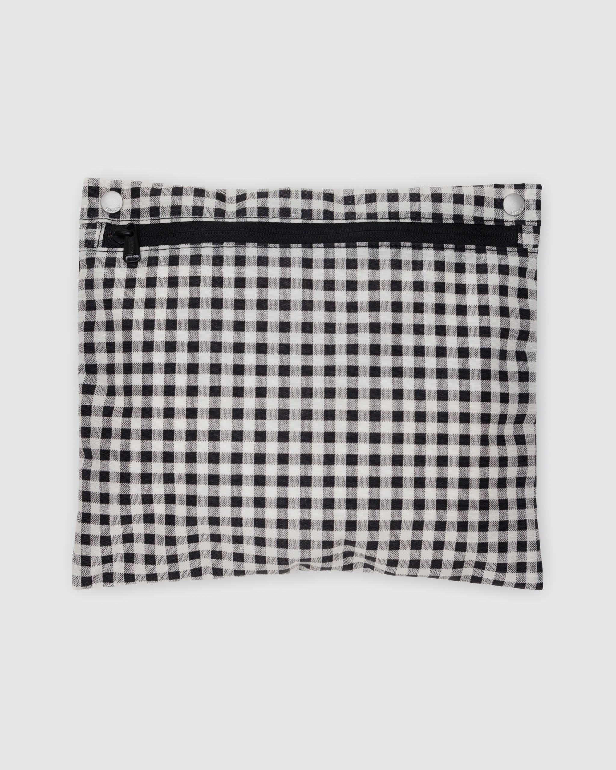 removable-travel-pouch-of-cloud-carry-on-bag-black-and-white-gingham-zipper-closed-clips-attach-to-inside-bag