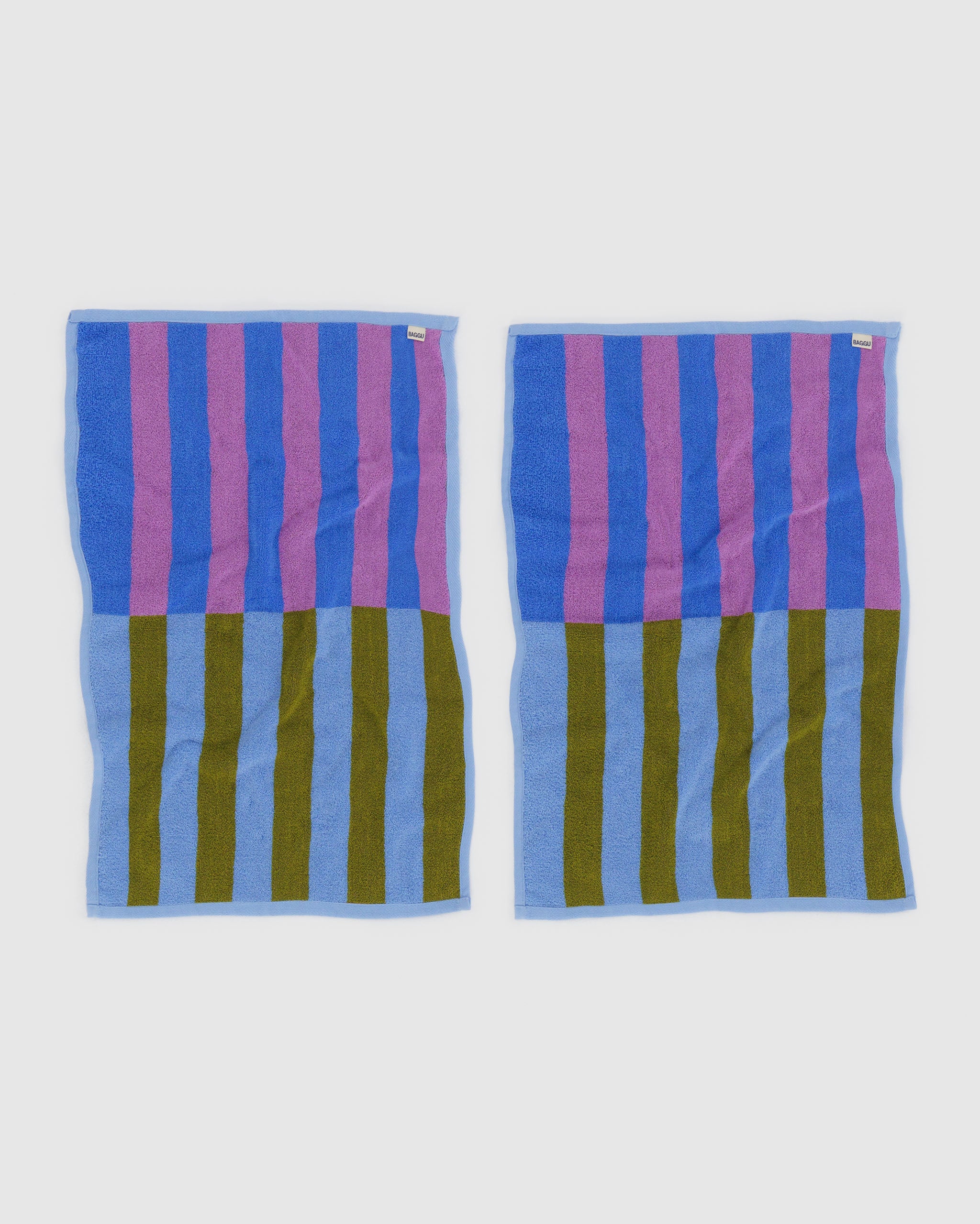 reverse-side-of-striped-baggu-organic-cotton-hand-towels-pink-blue-and-green-back-with-brand-logo