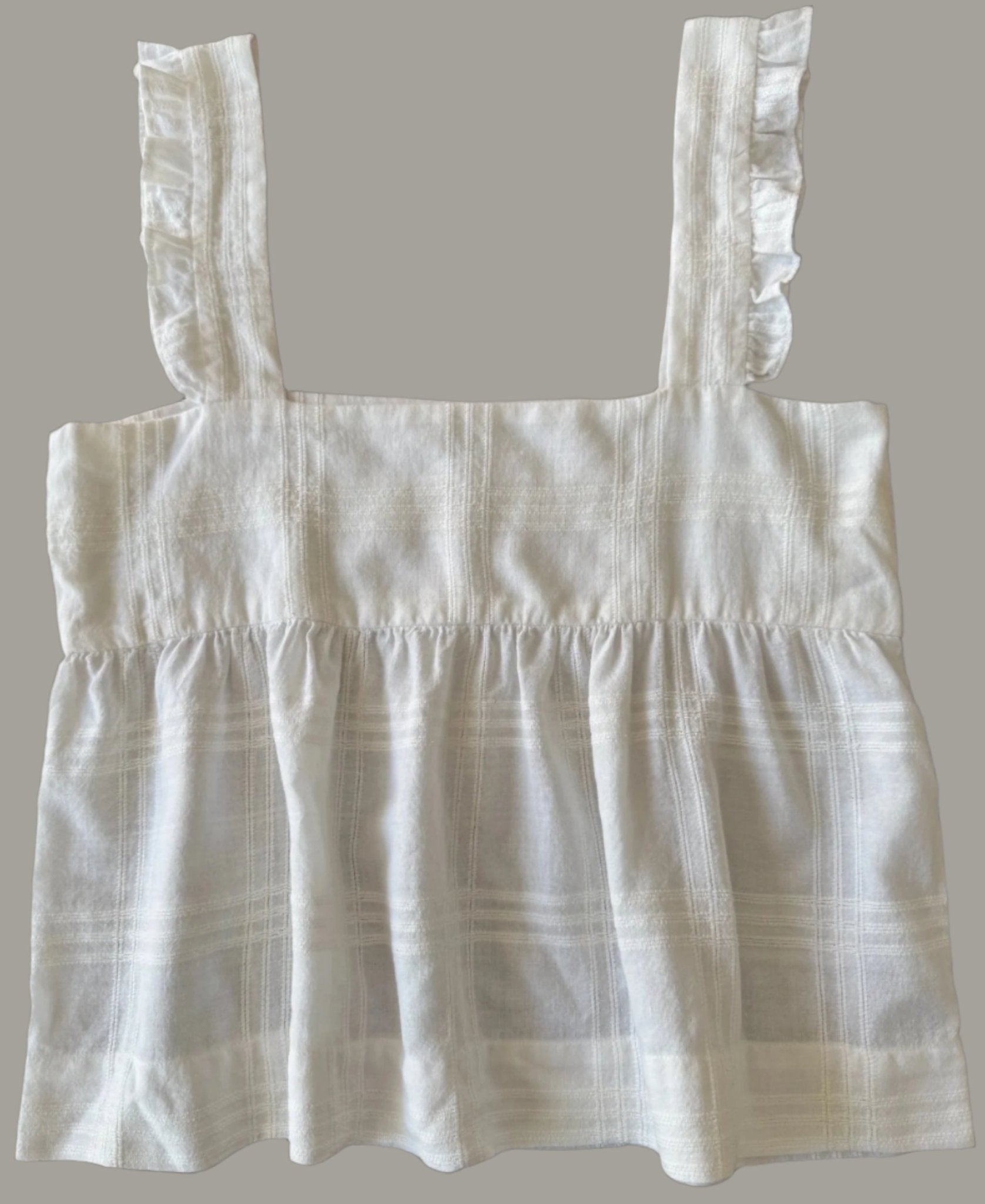 Ana Frill Wide Strap Cami Top in White - ANNIE.G