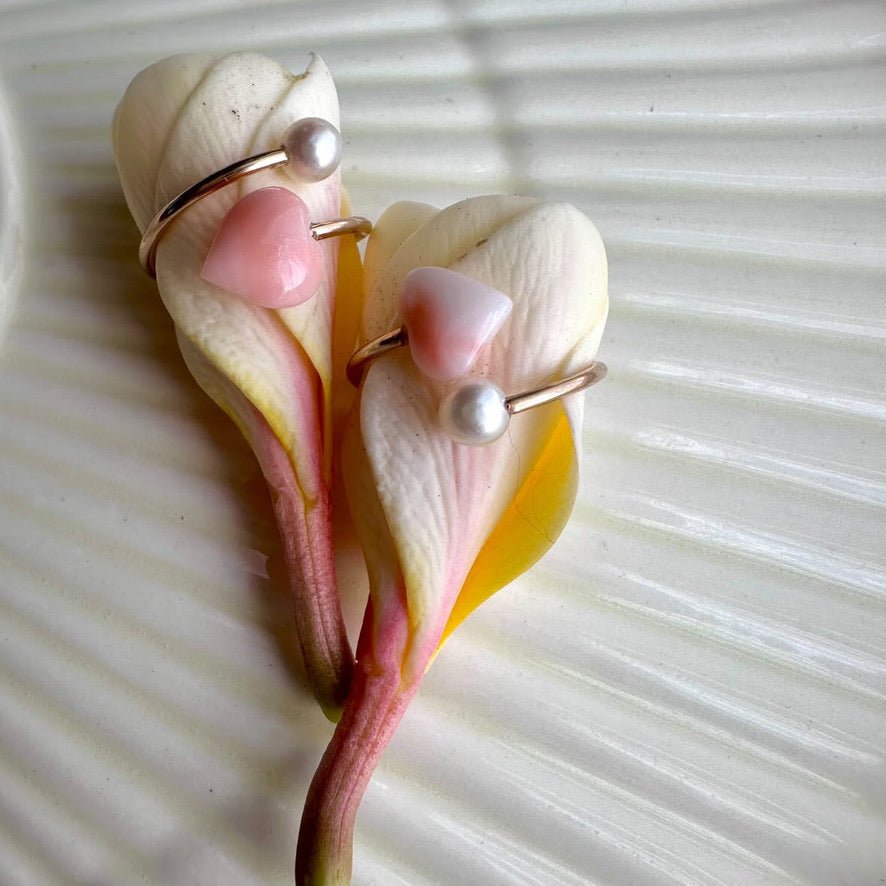 Angel Skin Coral Hug Ring with Pearl - ANNIE.G