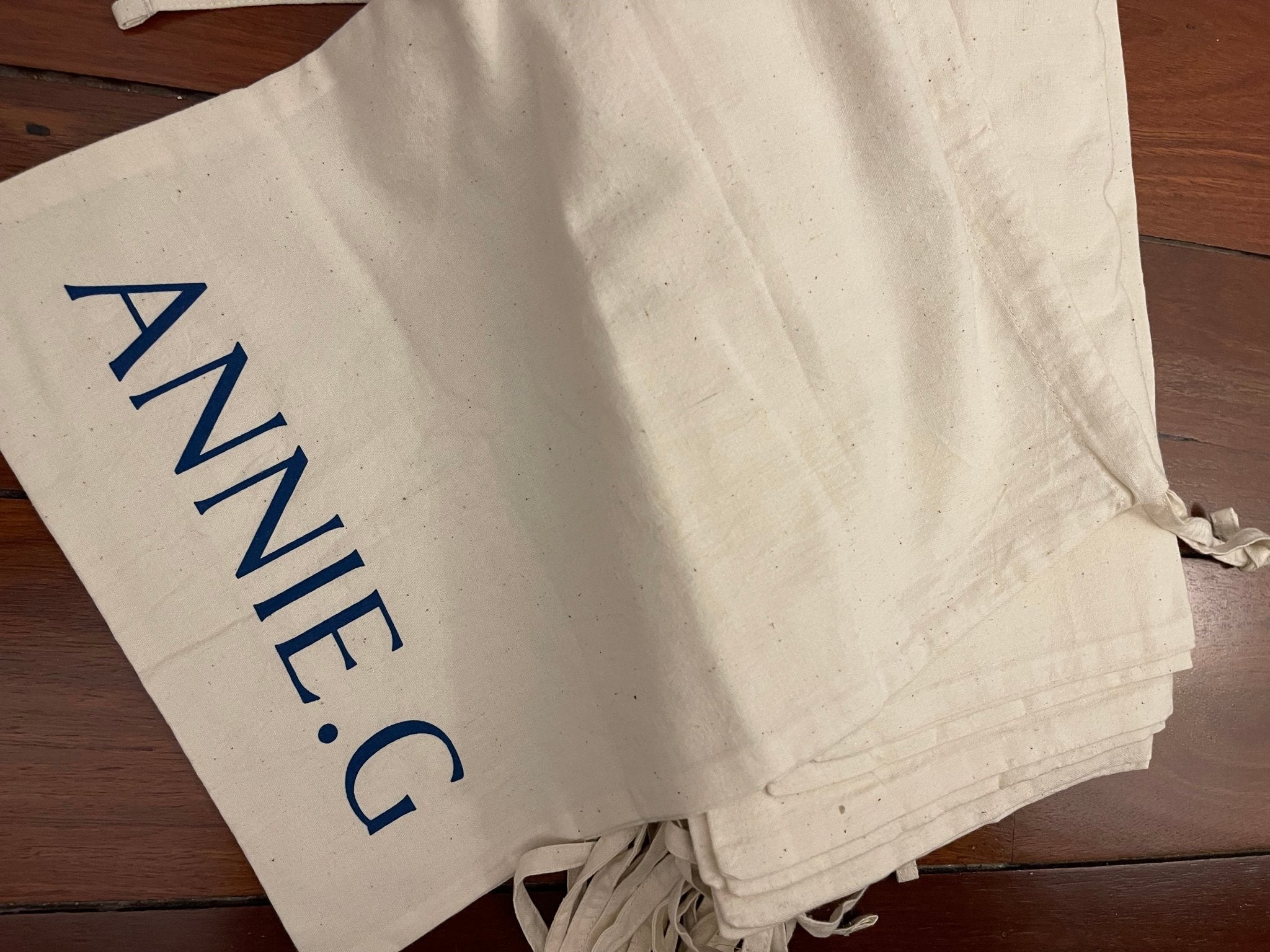 ANNIEG Logo Calico Drawstring Bag - ANNIE.G