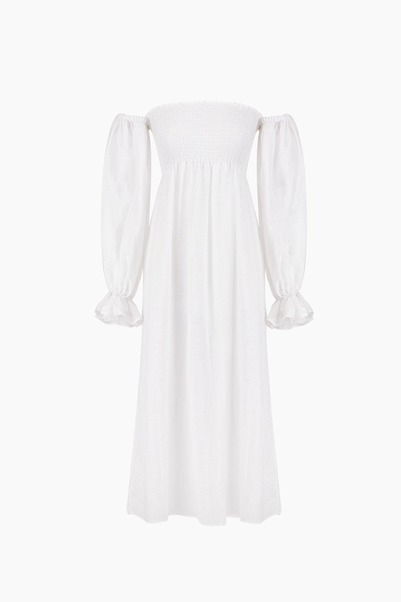 Atlanta Linen Dress in White - ANNIE.G