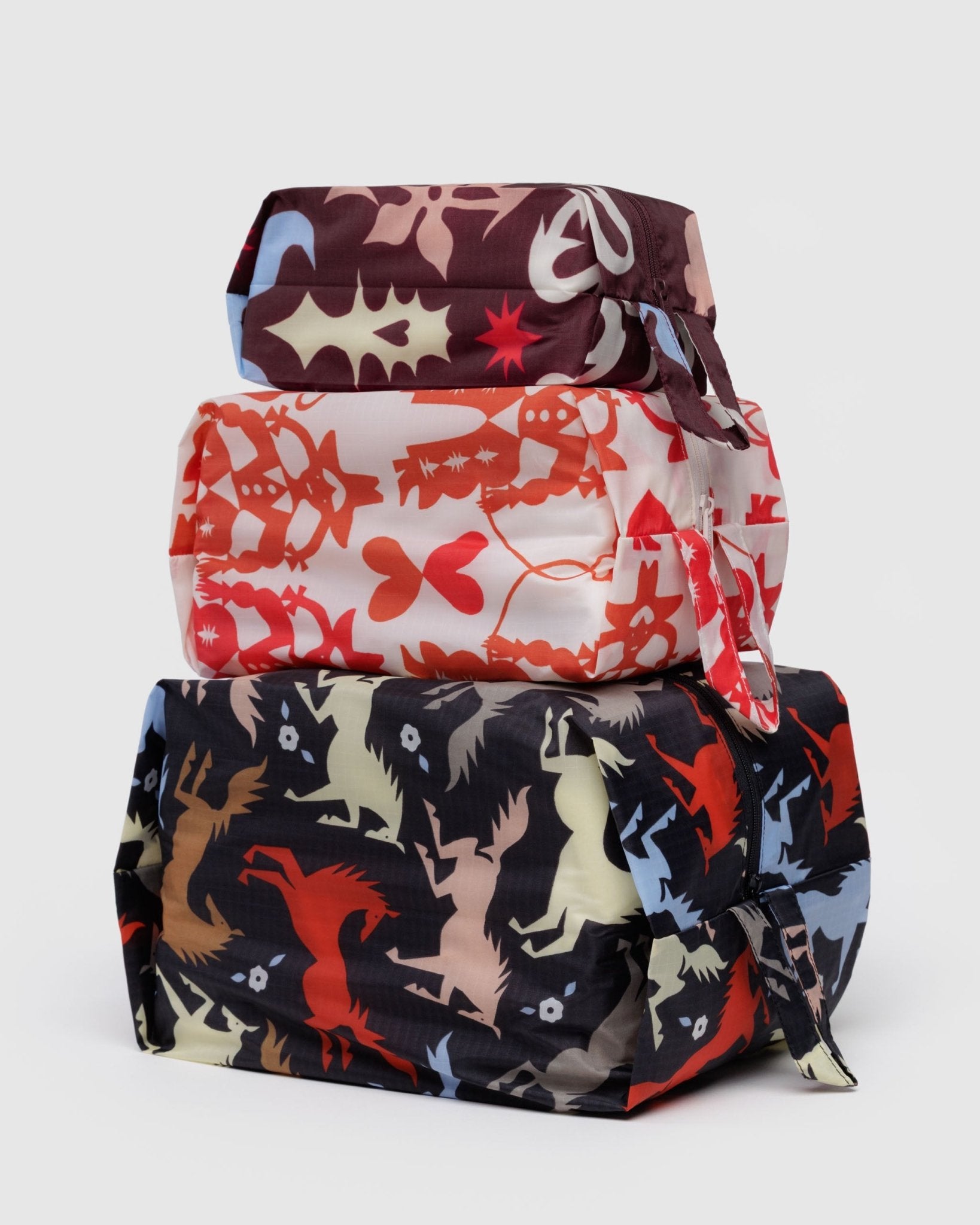 Stacked set of Baggu 3D Zip Set in Western Cut - outs7