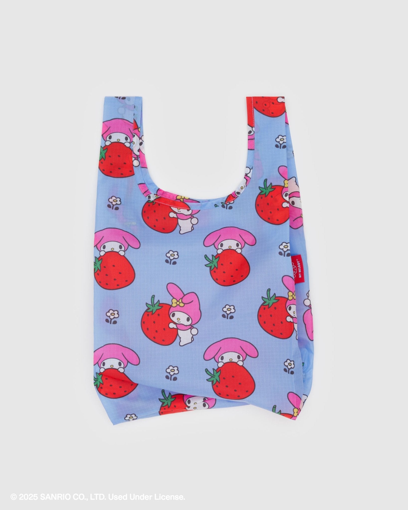 Reusable shopping bag with cartoon character and strawberry pattern