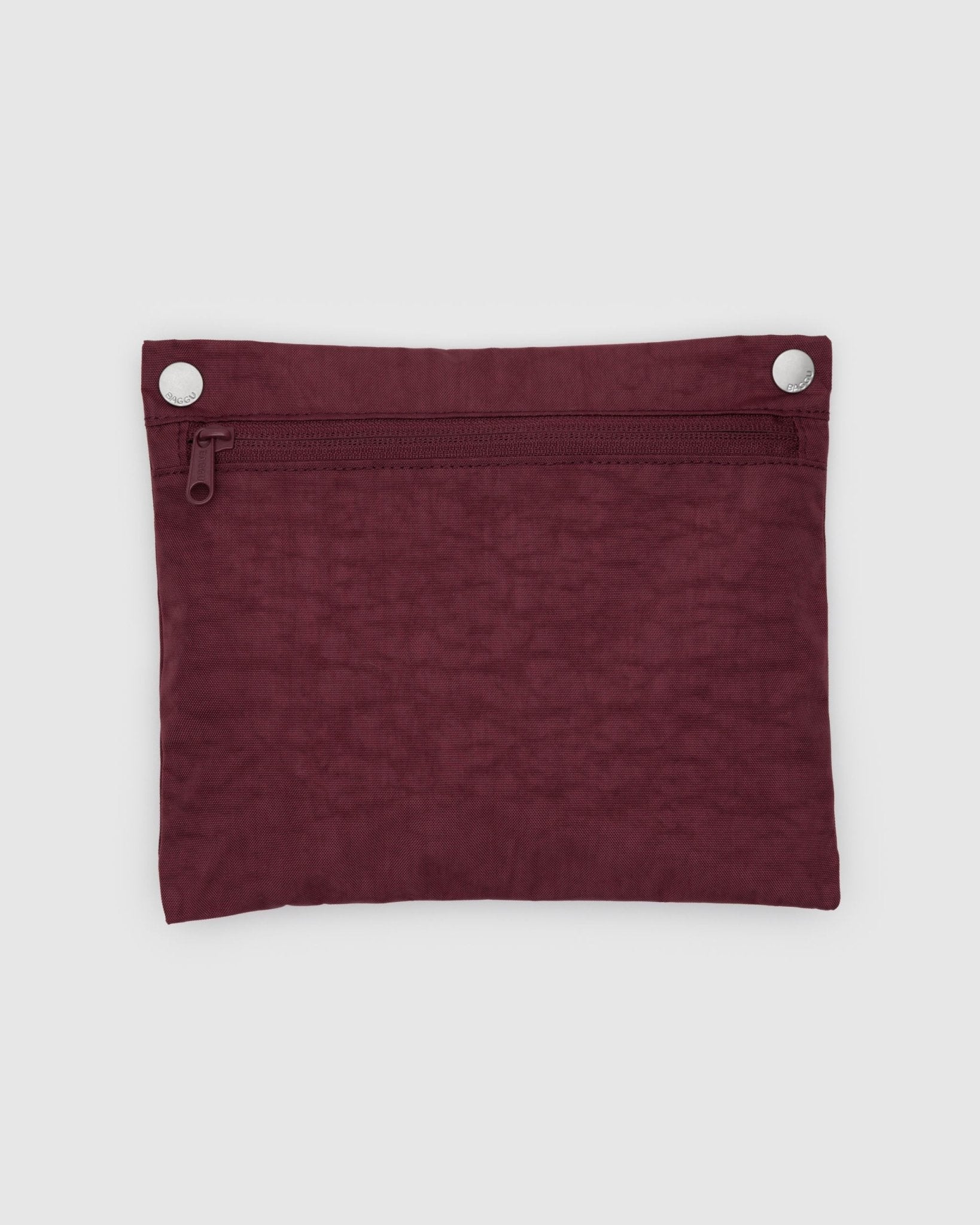 Maroon zip storage pouch with silver clips