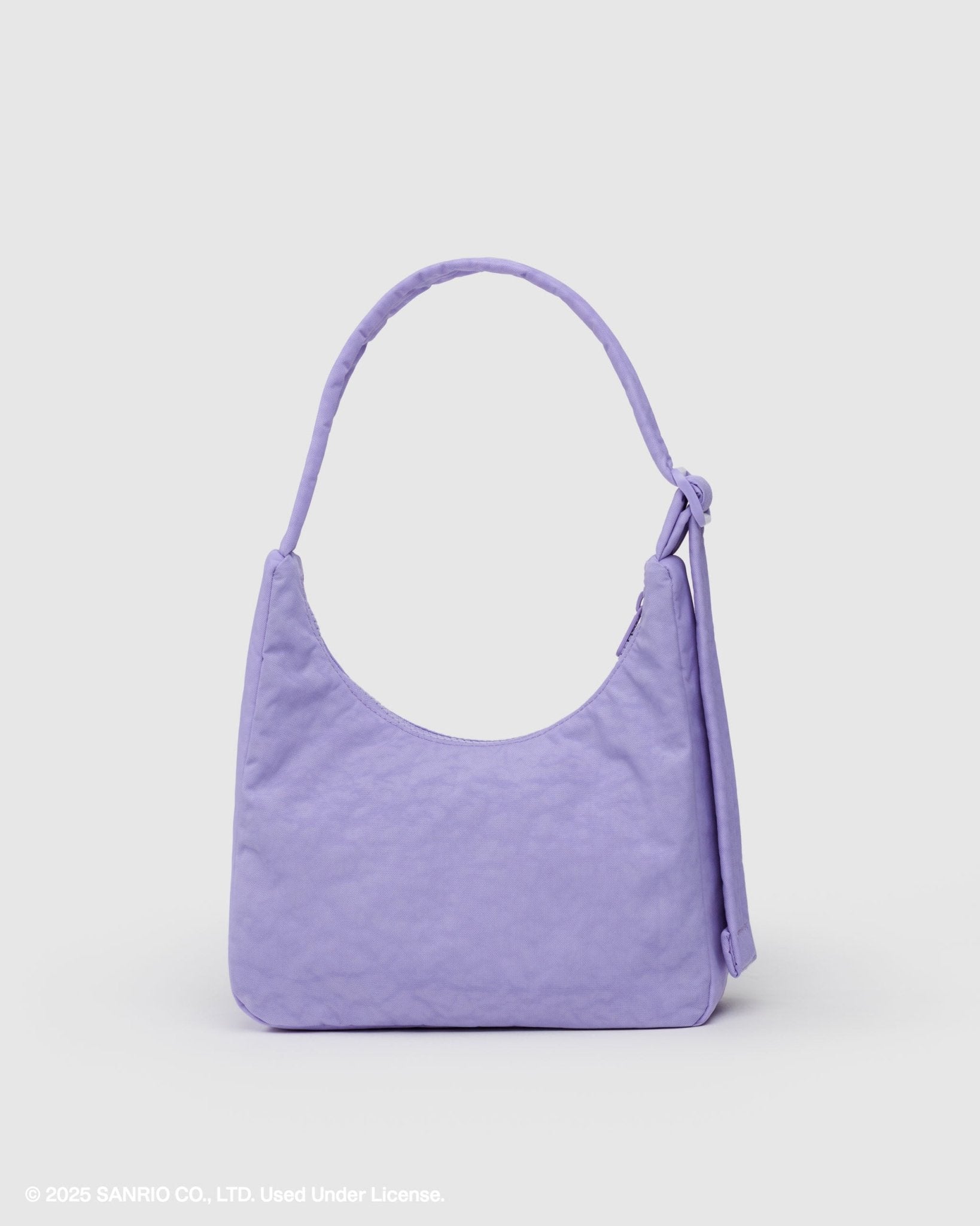 Back of purple shoulder bag with adjustabe shoulder strap