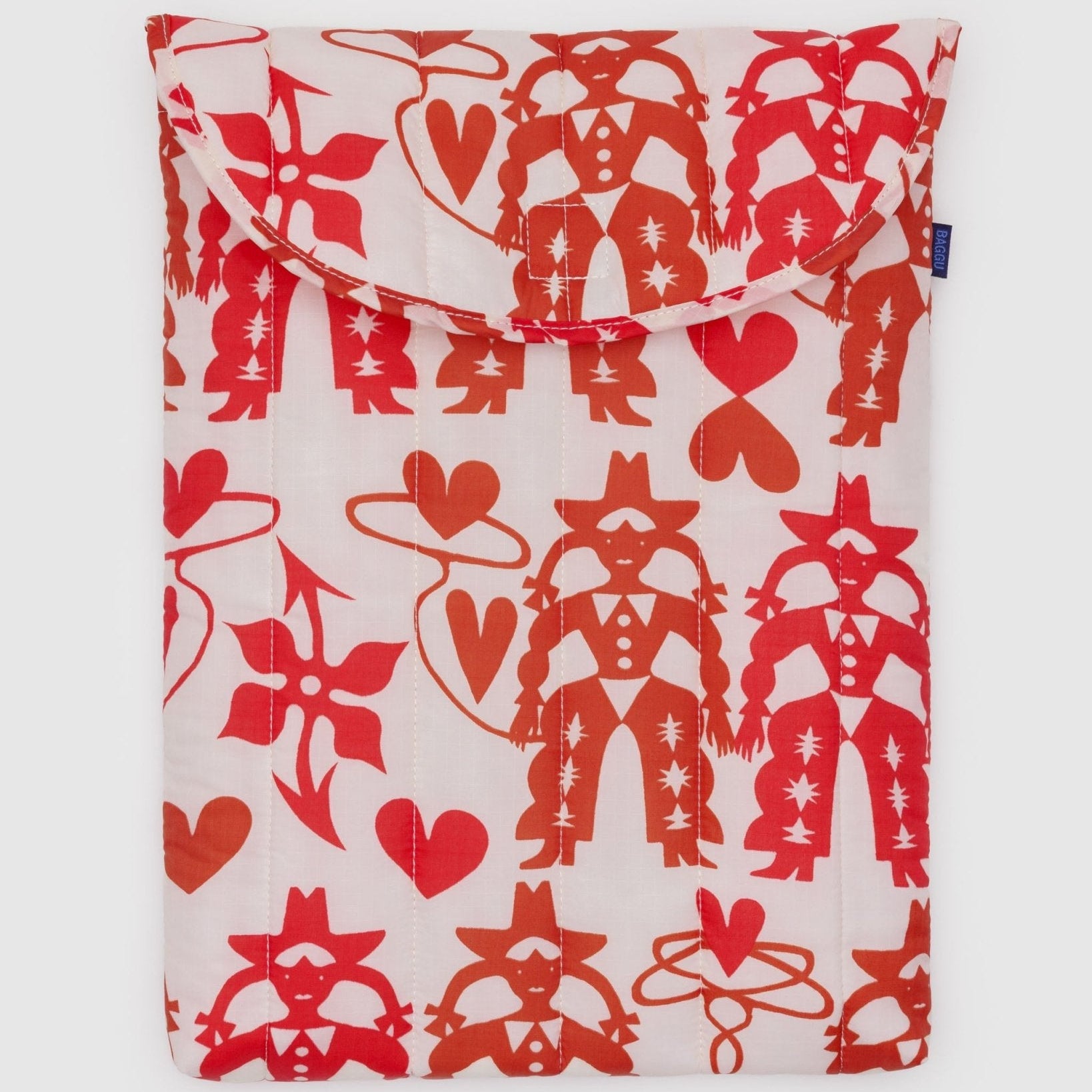Red and white patterned laptop pouch with cowgirl designs