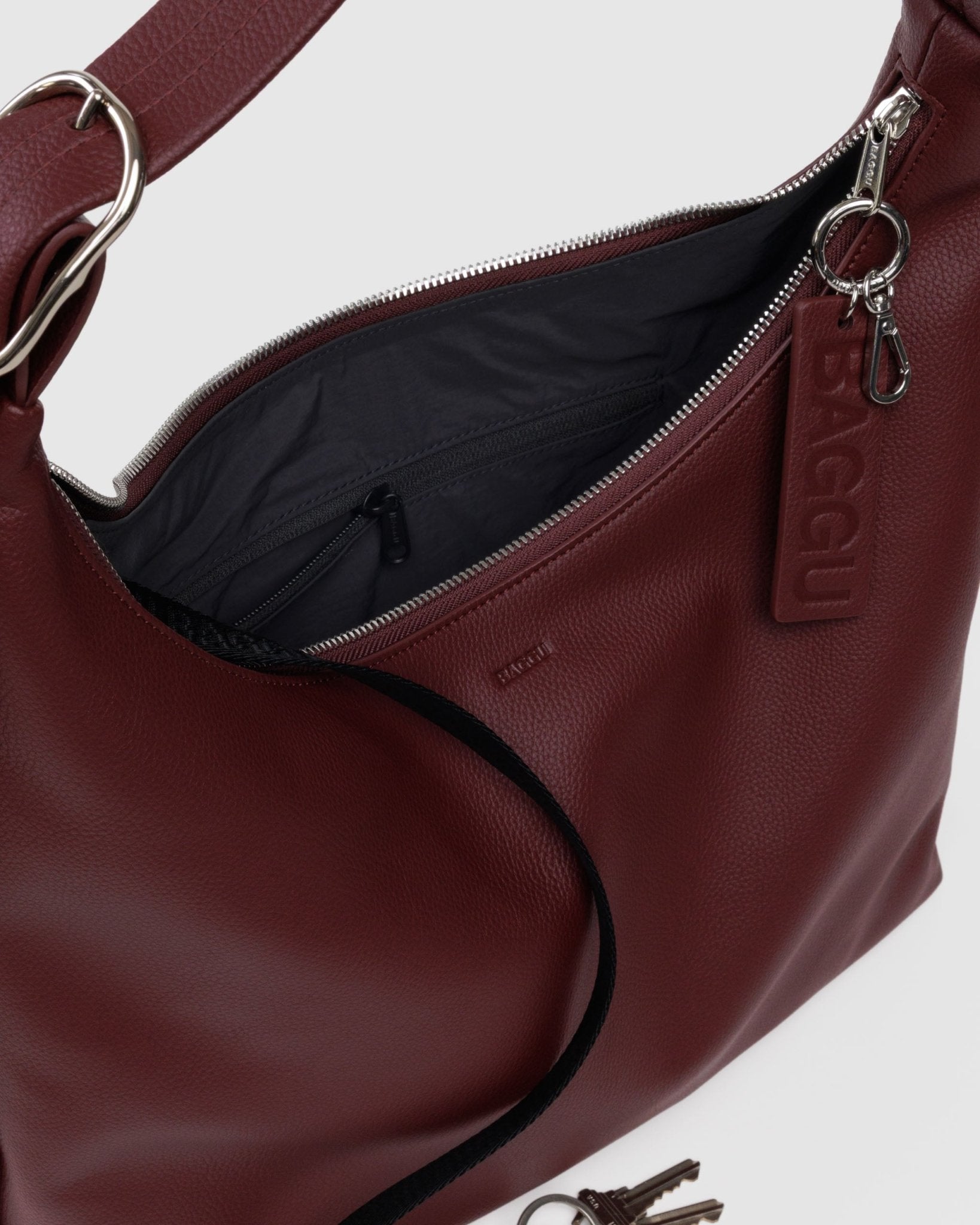 Baggu Recycled Leather Shoulder BagMahogany4