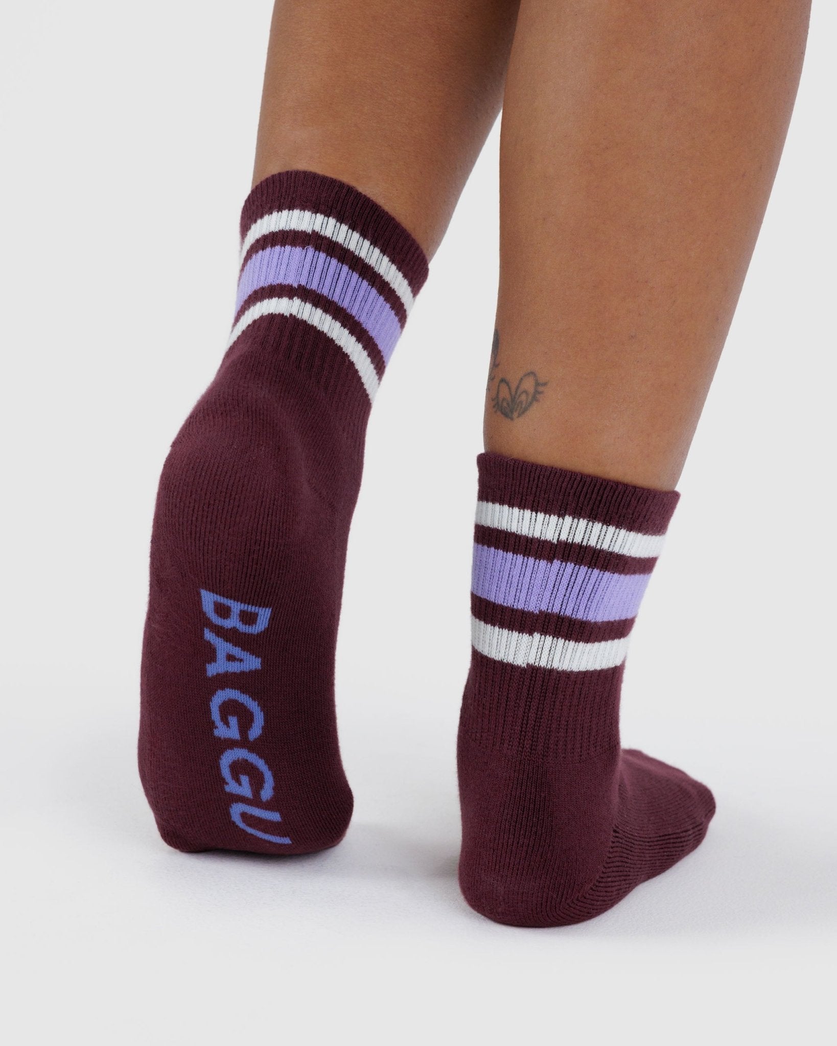 Baggu Ribbed SocksMahogany Stripe2