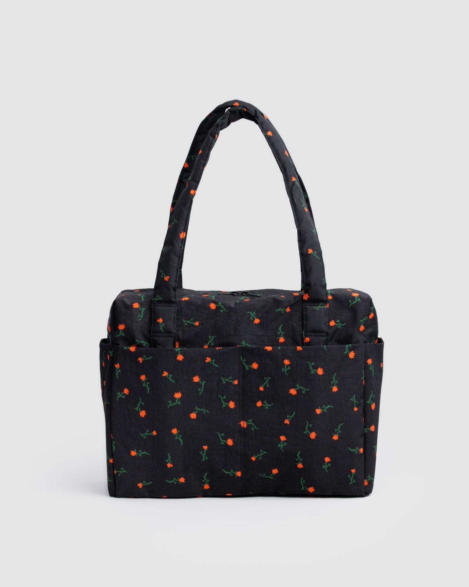 Baggu Small Cloud Carry OnPainted Wildflower Black1