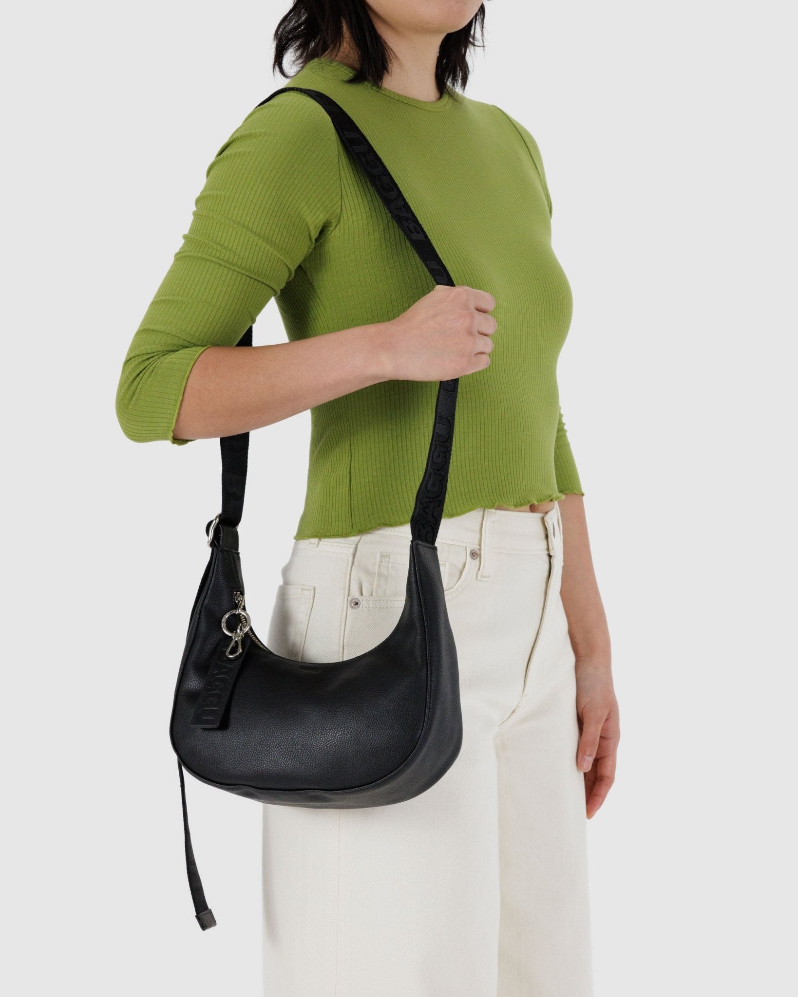 Baggu Small Recycled Leather Crescent Bag - Black - ANNIE.G