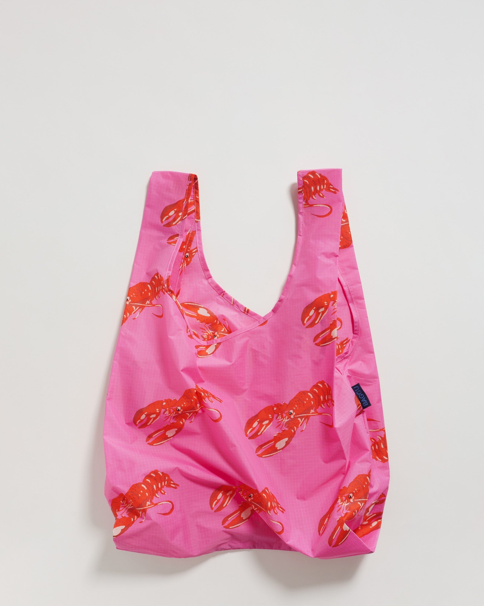 Baggu Standard Baggu Reusable Bag in bright pink with red lobster - ANNIE.G