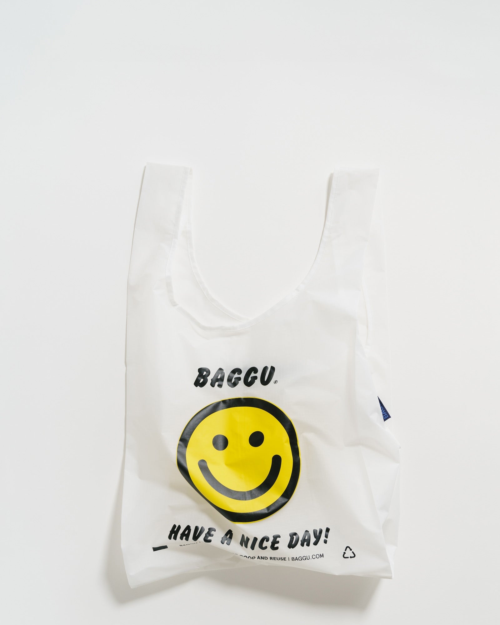 Yellow smiley face on Standard Baggu Reusable Bag - ANNIE.G