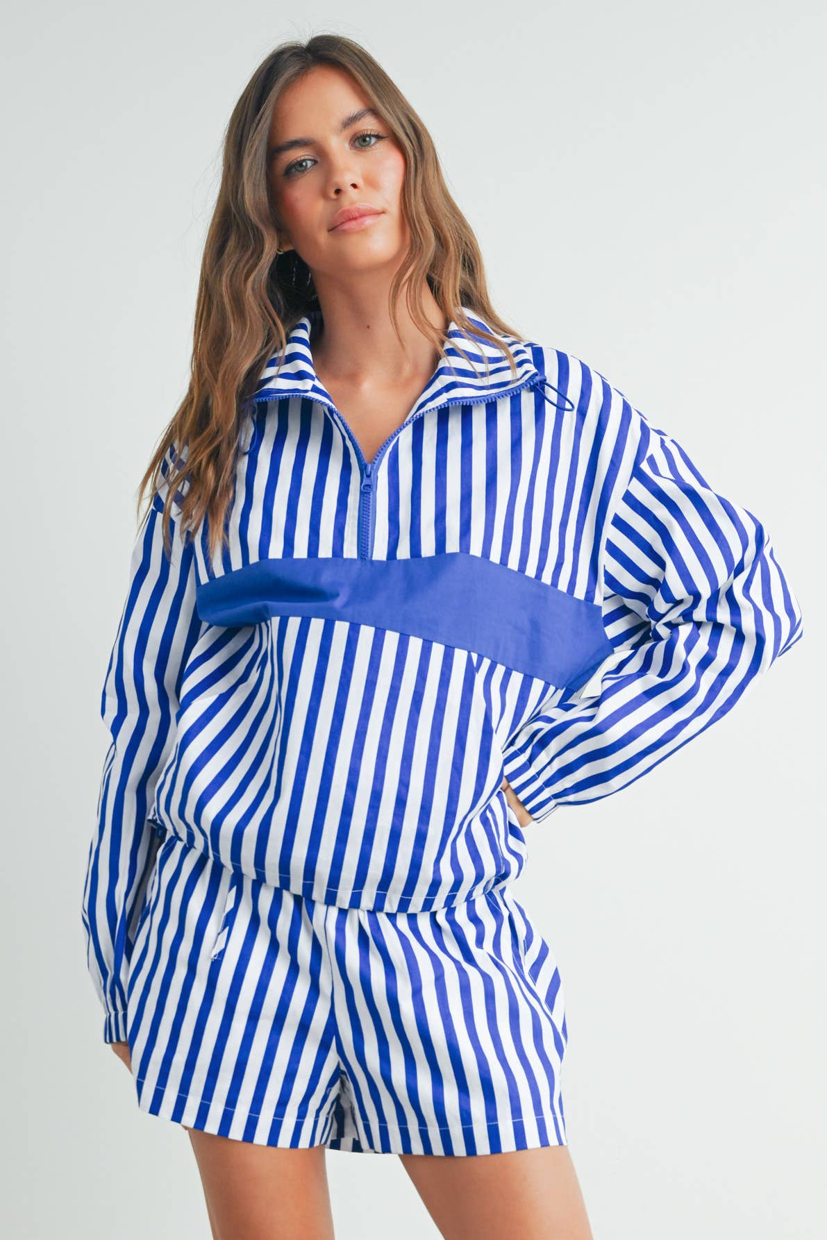 Blue Striped Drawstring Boxer Shorts - ANNIE.G