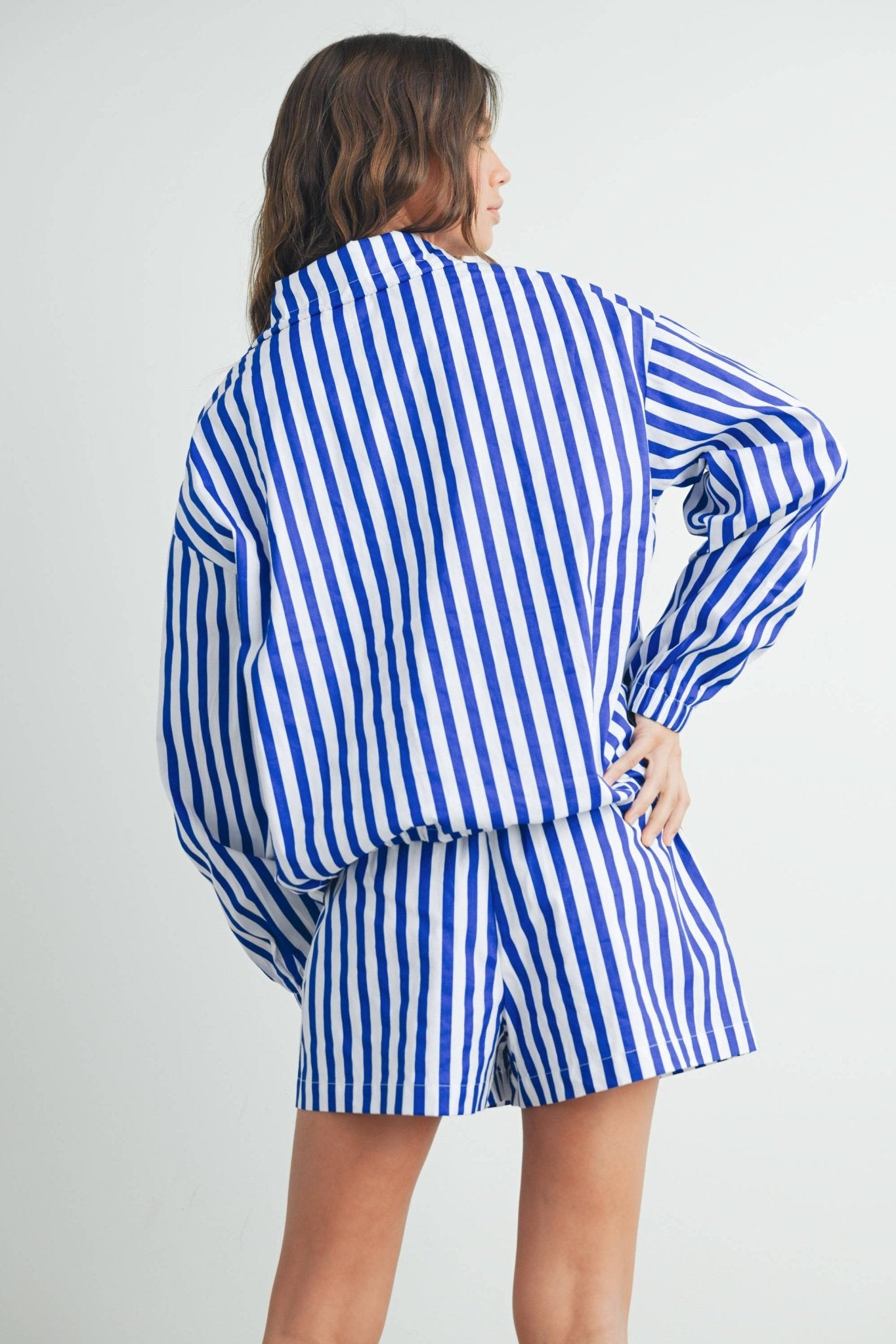 Blue Striped Drawstring Boxer Shorts - ANNIE.G
