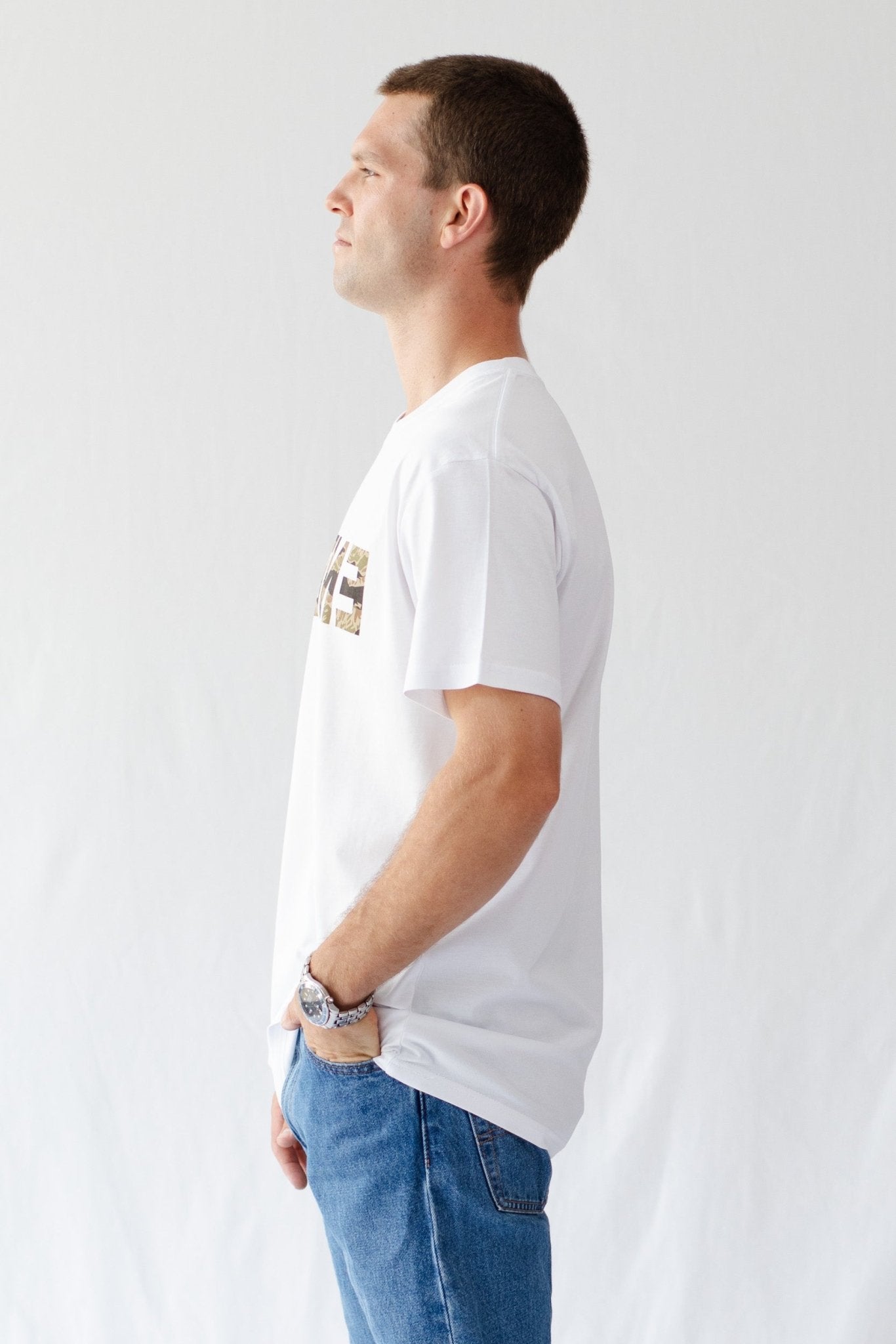 Camo Mens ENERGY T-Shirt in White - ANNIE.G