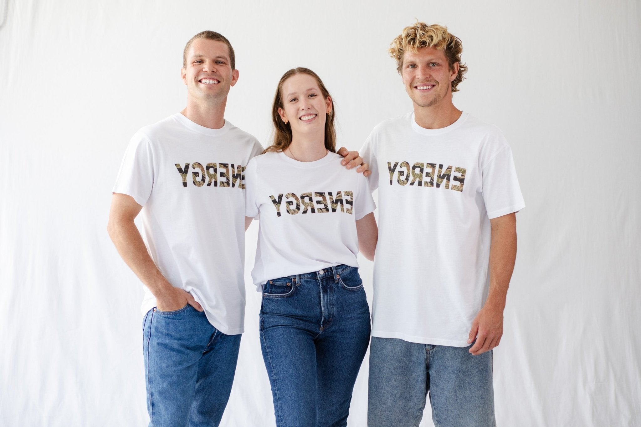 Camo Mens ENERGY T-Shirt in White - ANNIE.G
