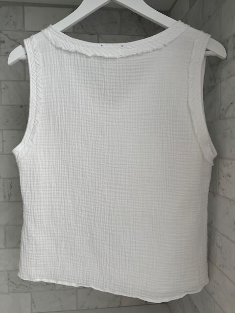 Cotton Gauze V Neck Top - ANNIE.G