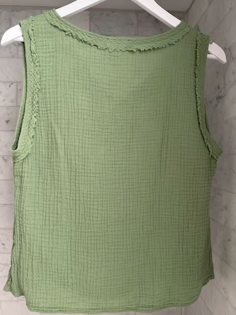 Cotton Gauze V Neck Top - ANNIE.G