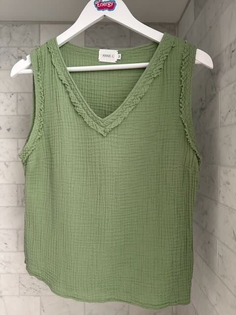 Cotton Gauze V Neck Top - ANNIE.G