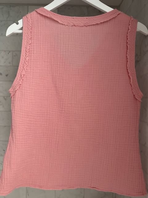 Cotton Gauze V Neck Top - ANNIE.G