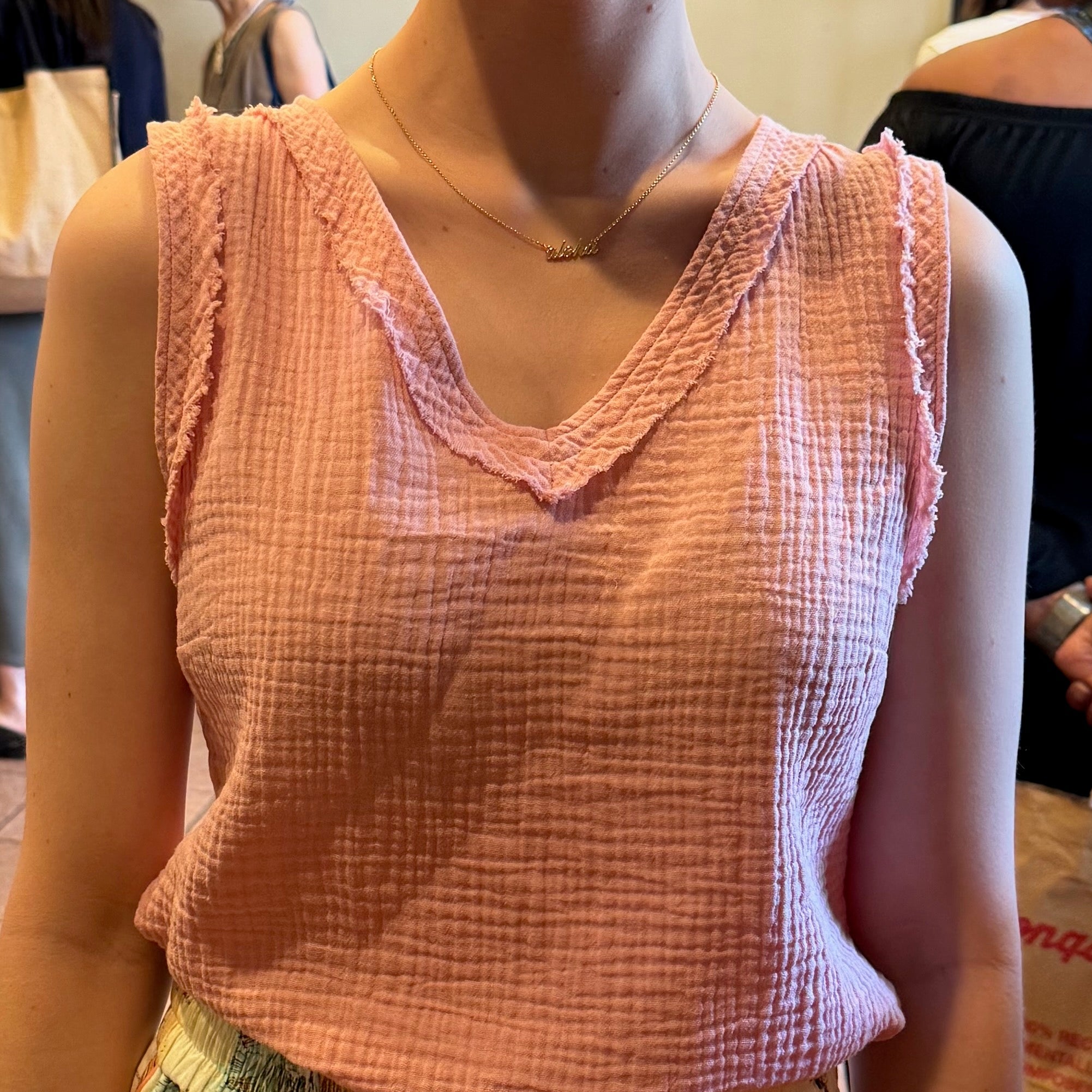 Cotton Gauze V Neck Top - ANNIE.G