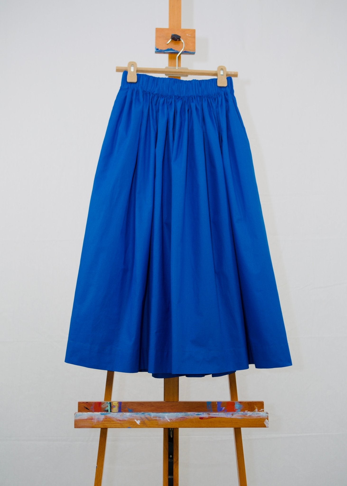Gathered Waist Skirt - True Blue - ANNIE.G