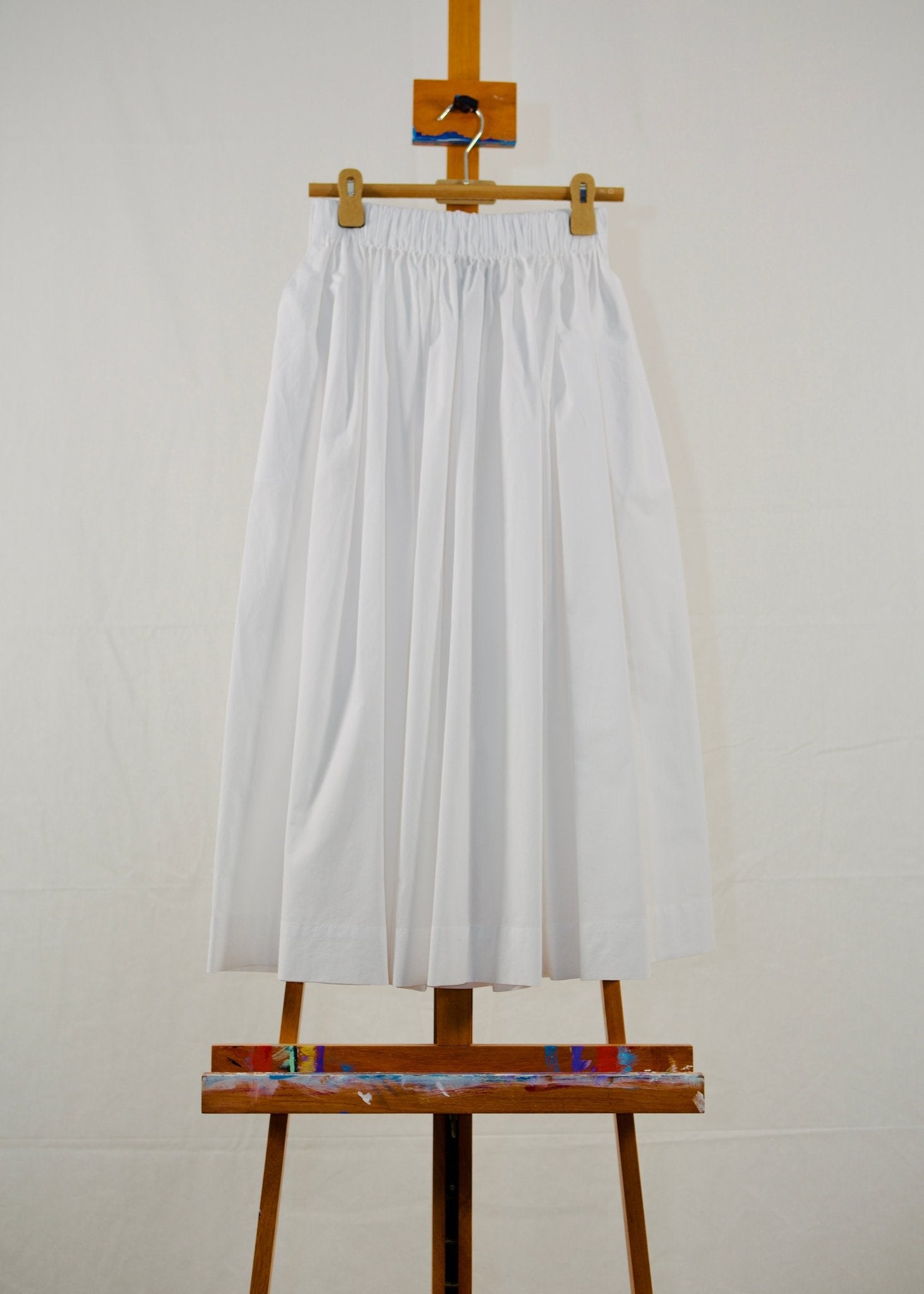 Gathered Waist Skirt - White - ANNIE.G