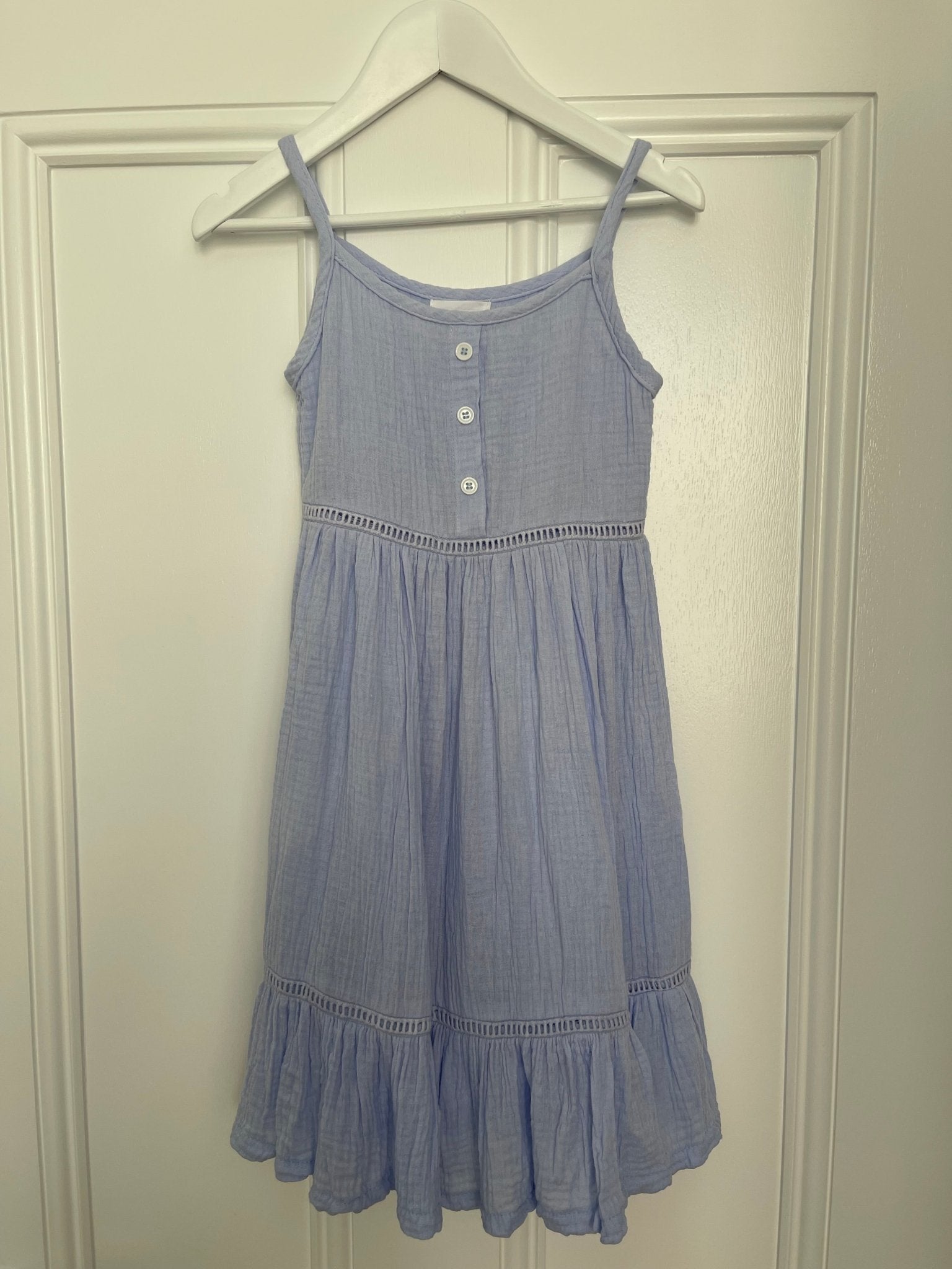 Girls Blue Cotton Dress - ANNIE.G
