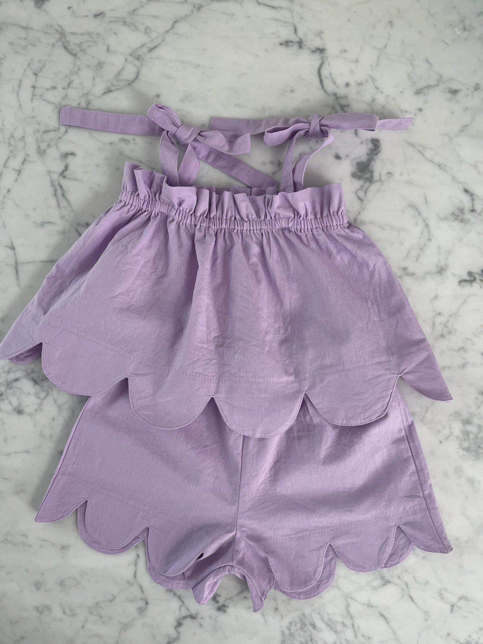 Purple Girls Curved Hem Top and Shorts Set - ANNIE.G
