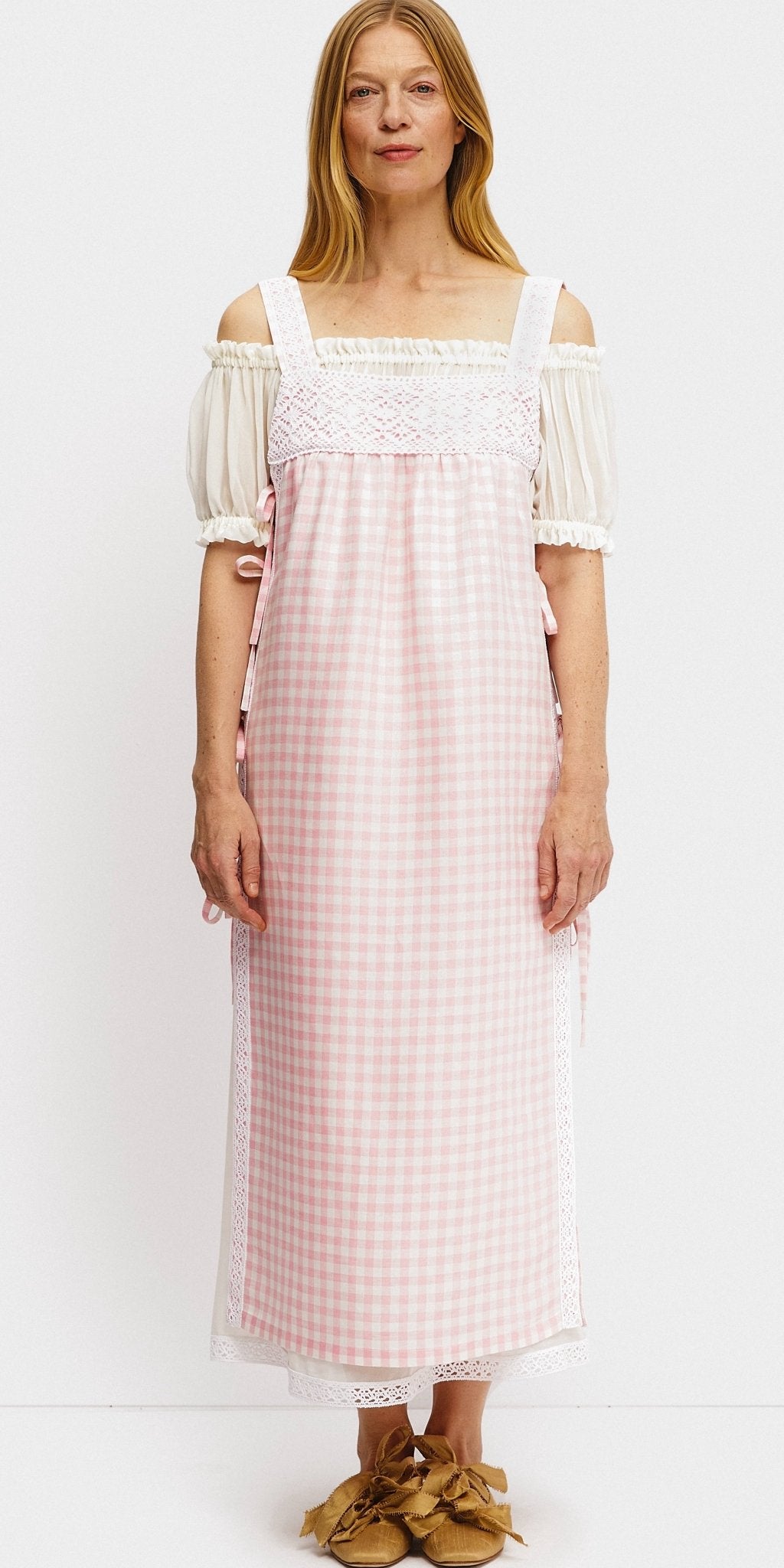 Greta Layered Linen Midi Dress - ANNIE.G