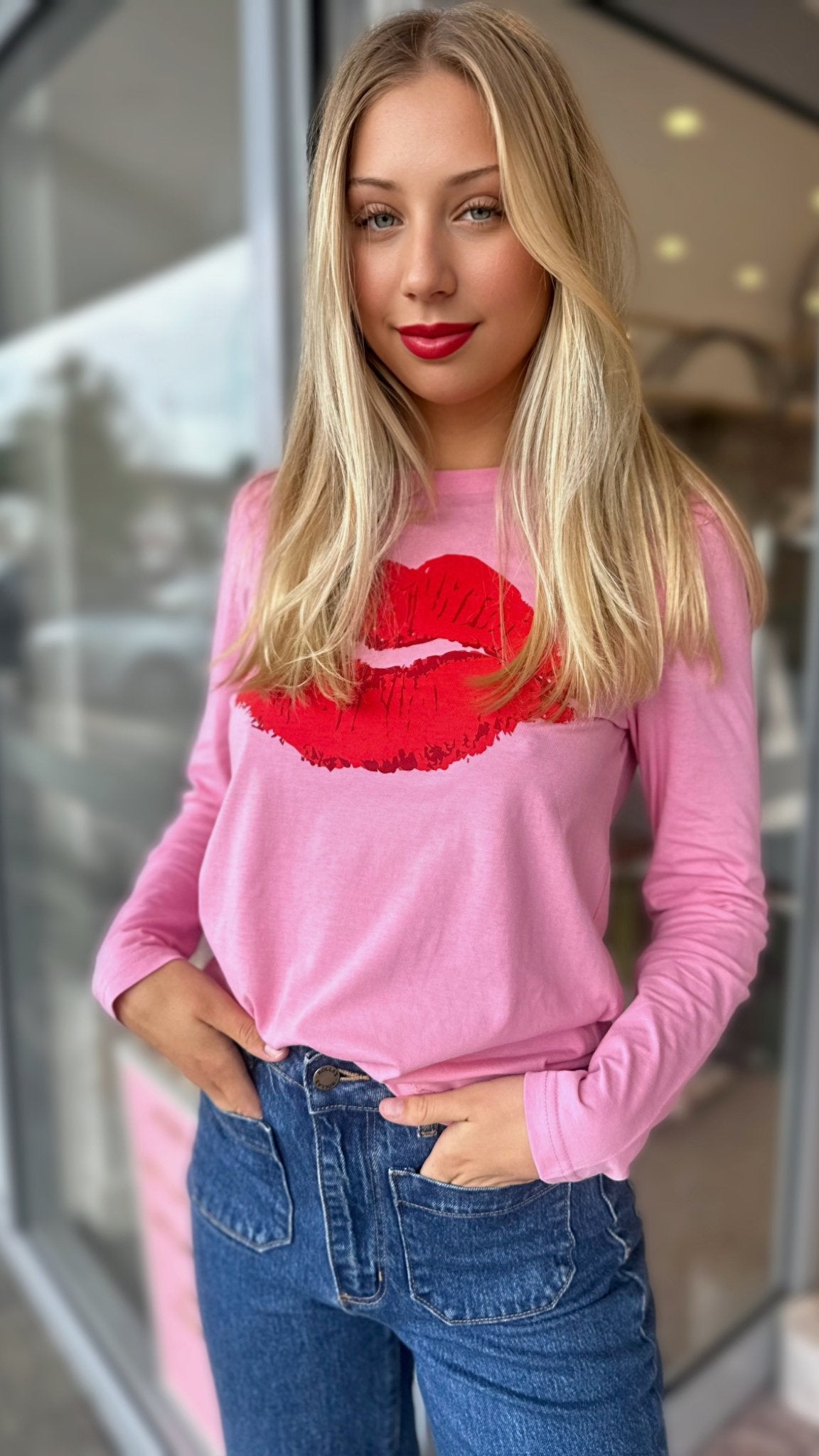 Lips Long Sleeve Cotton T-Shirt - ANNIE.G