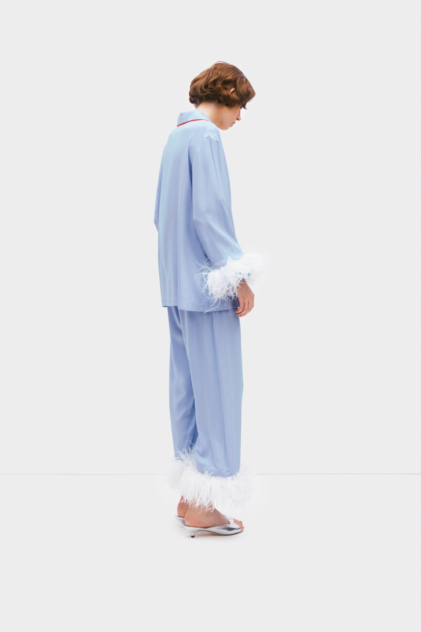 Party Pyjama Set with Detachable Feathers in Celeste - ANNIE.G