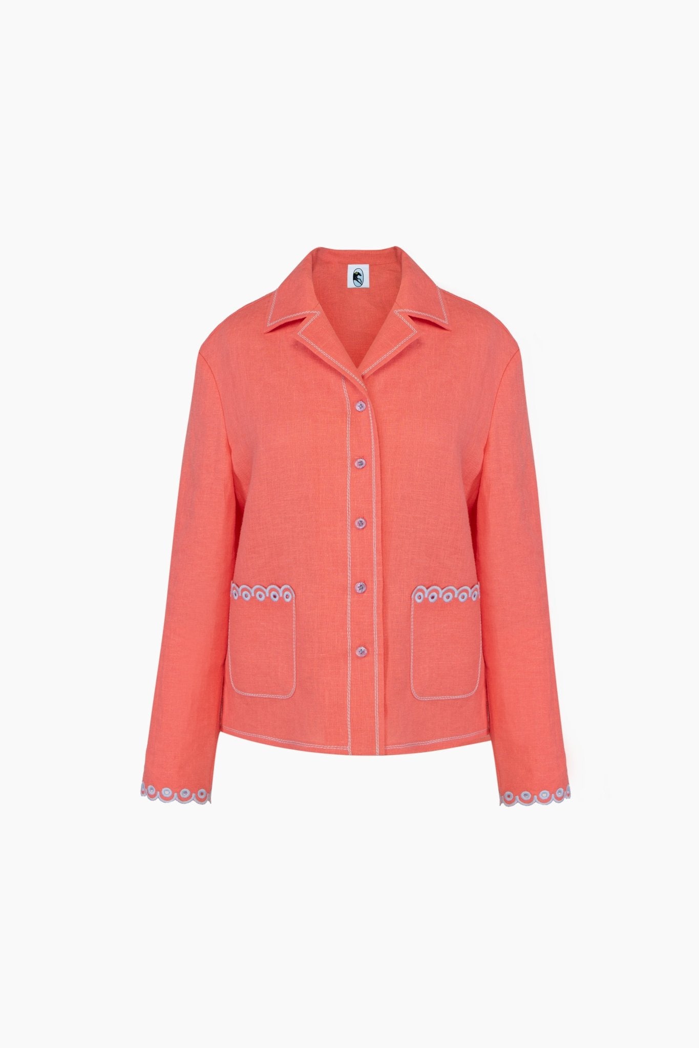 Petra Embroidered Linen Shirt - Strawberry - ANNIE.G