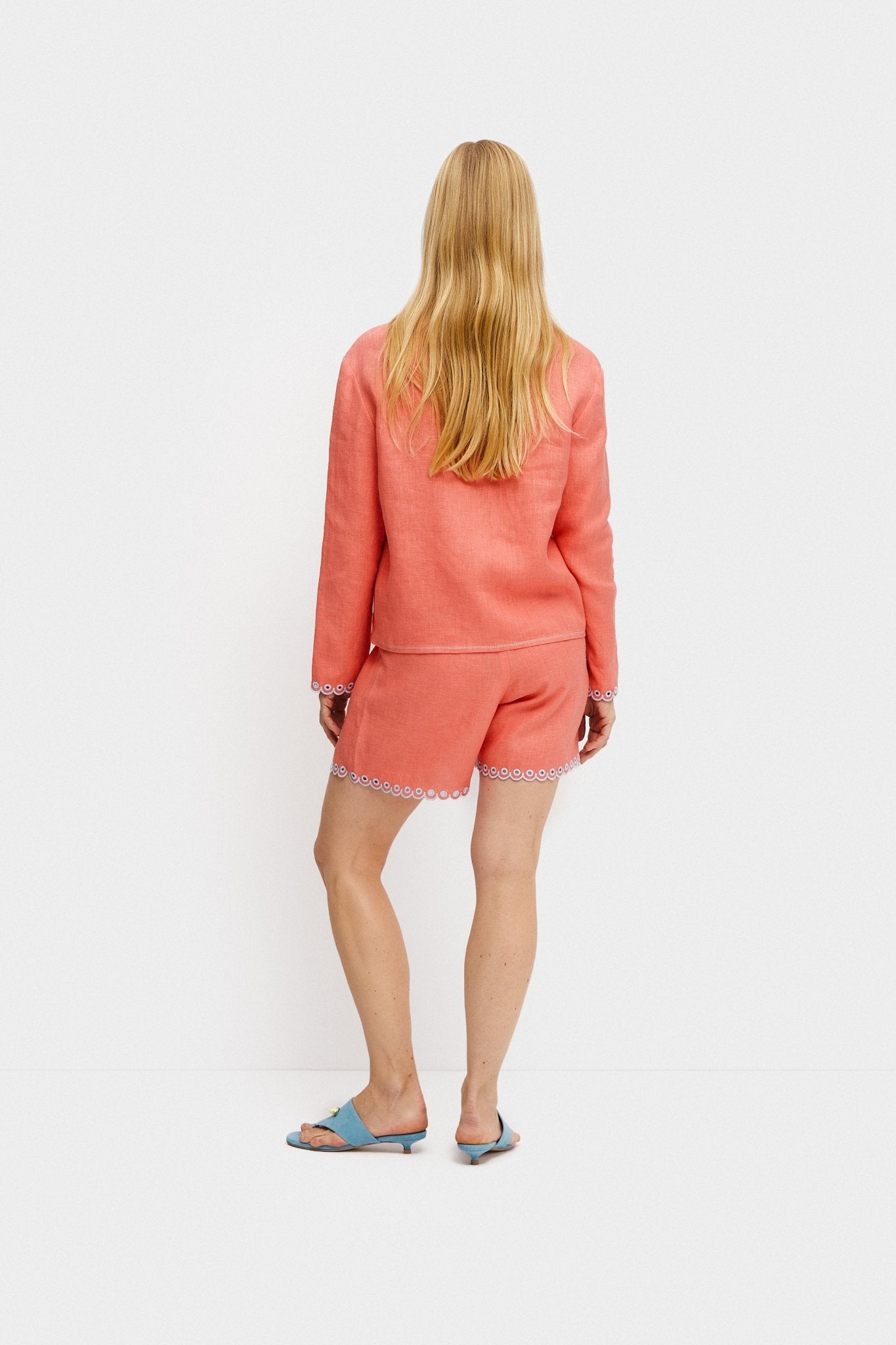 Petra Embroidered Linen Shirt - Strawberry - ANNIE.G