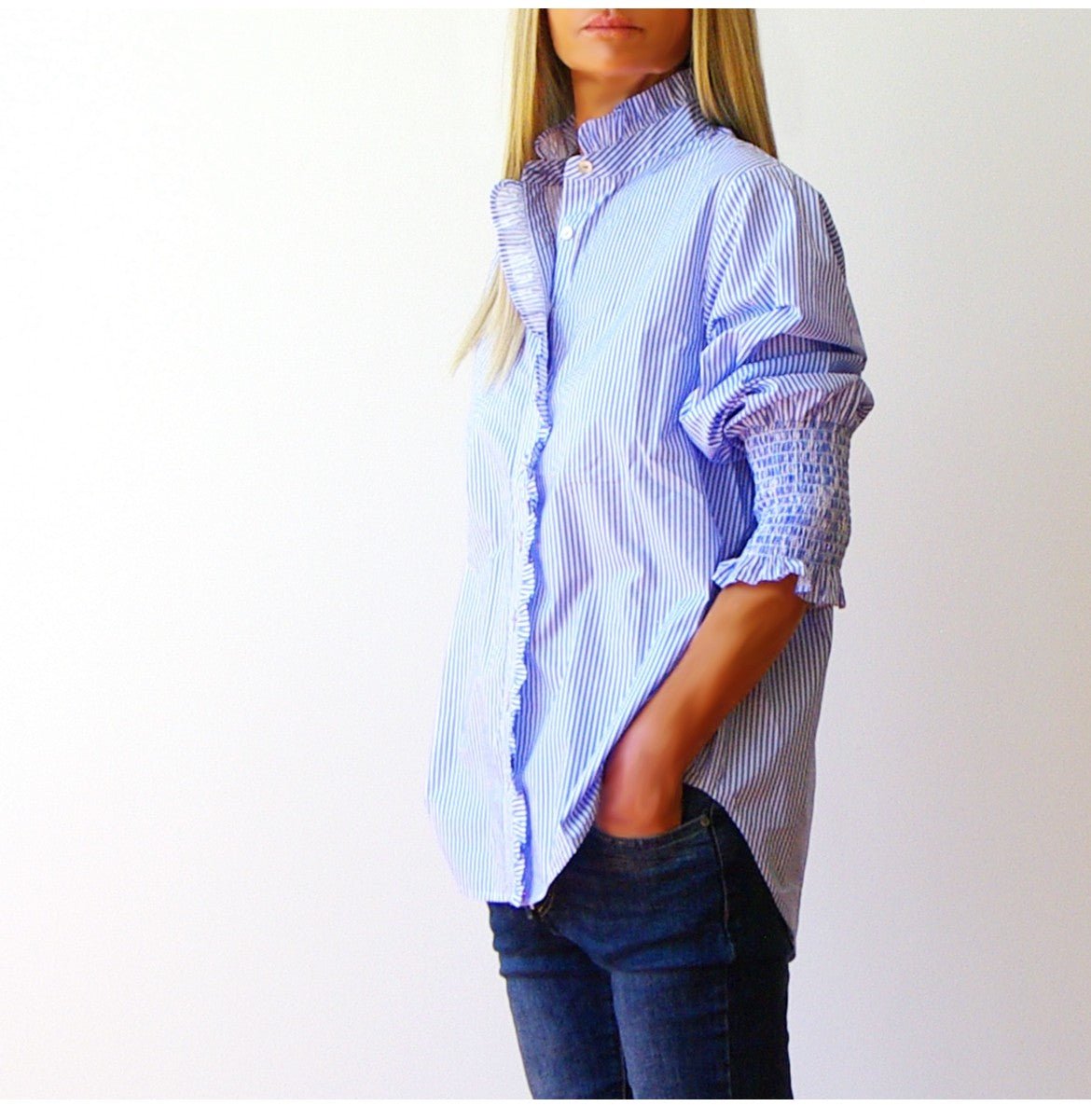 Poppy Shirt in Azure and White - ANNIE.G