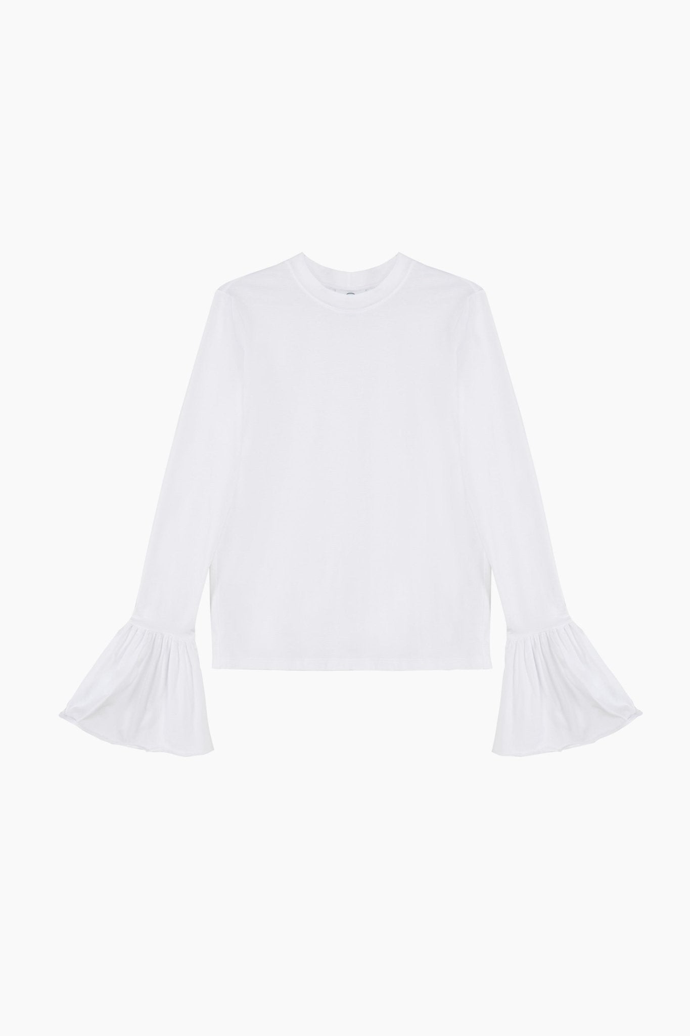 Ruffled Long Sleeve Stretch Cotton Jersey T-shirt - ANNIE.G