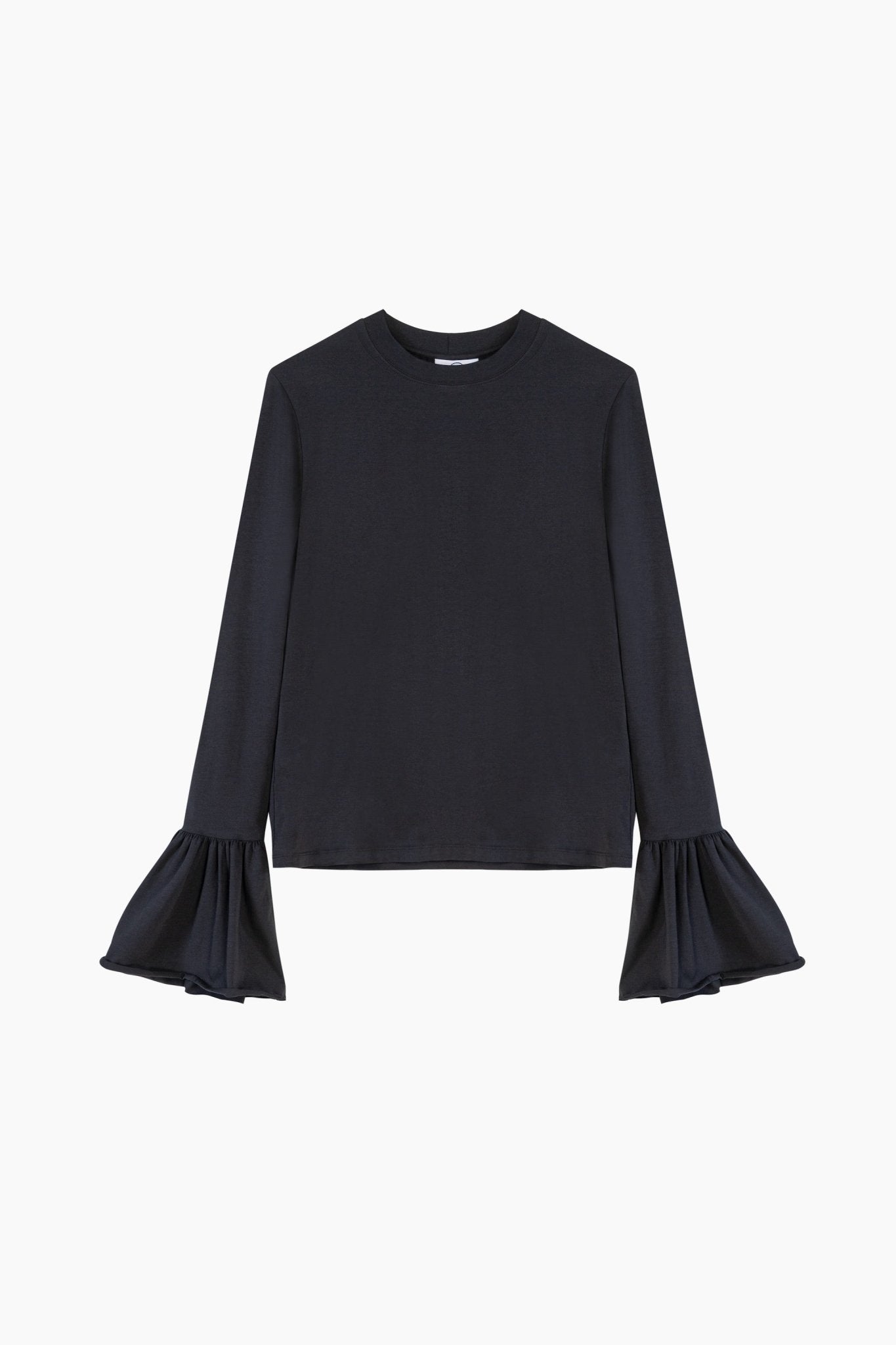 Ruffled Long Sleeve Stretch Cotton Jersey T-shirt - ANNIE.G