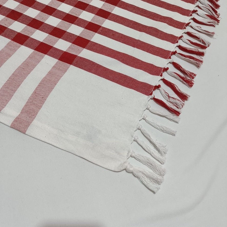 Tablecloth Coastline Check in Red - ANNIE.G