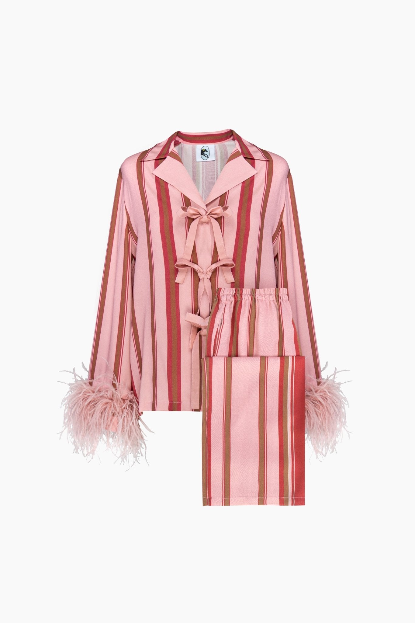 The Bow Pyjama Set with Detachable Feathers in Stripes - ANNIE.G