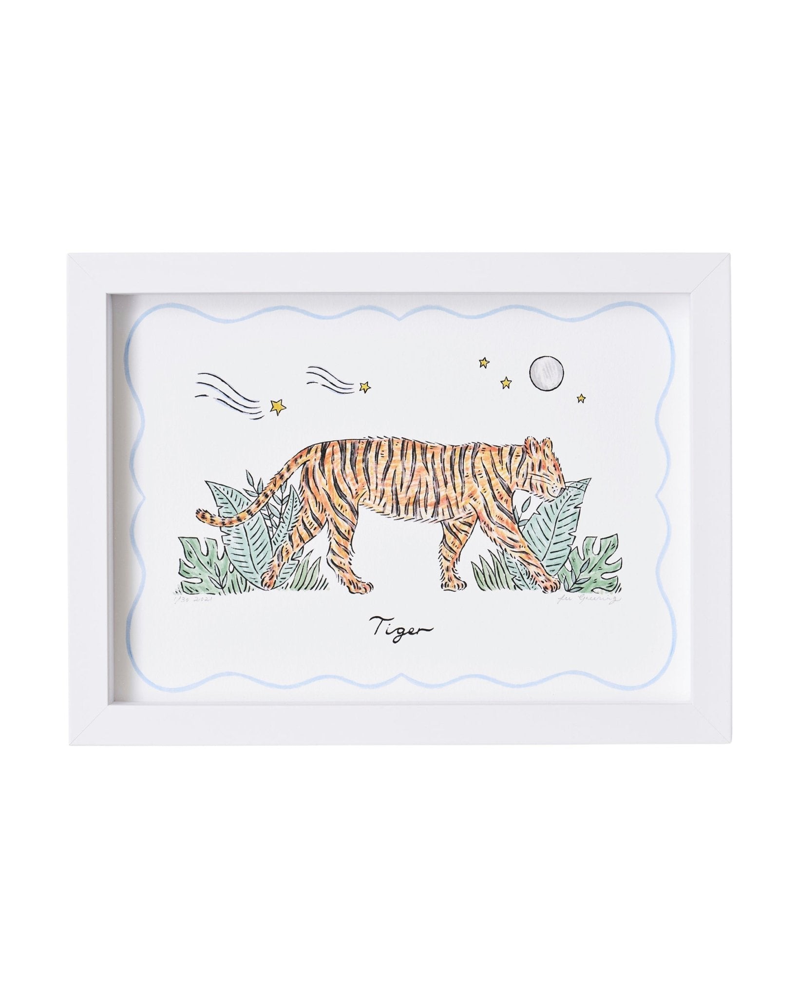A white framed Tiger Print 40 x 60 cm - ANNIE.G