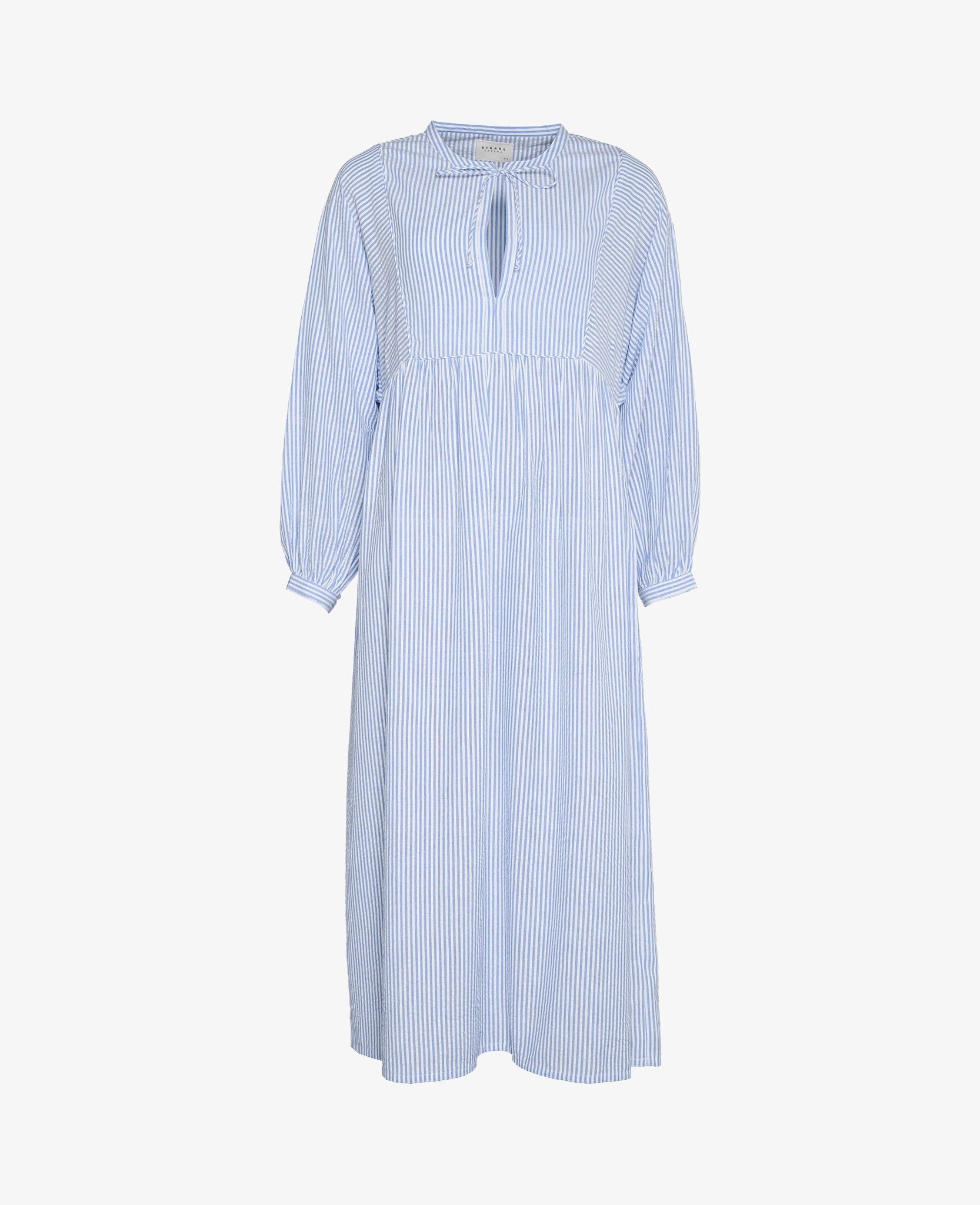 Vera Cotton Dress in Light Blue and White - ANNIE.G