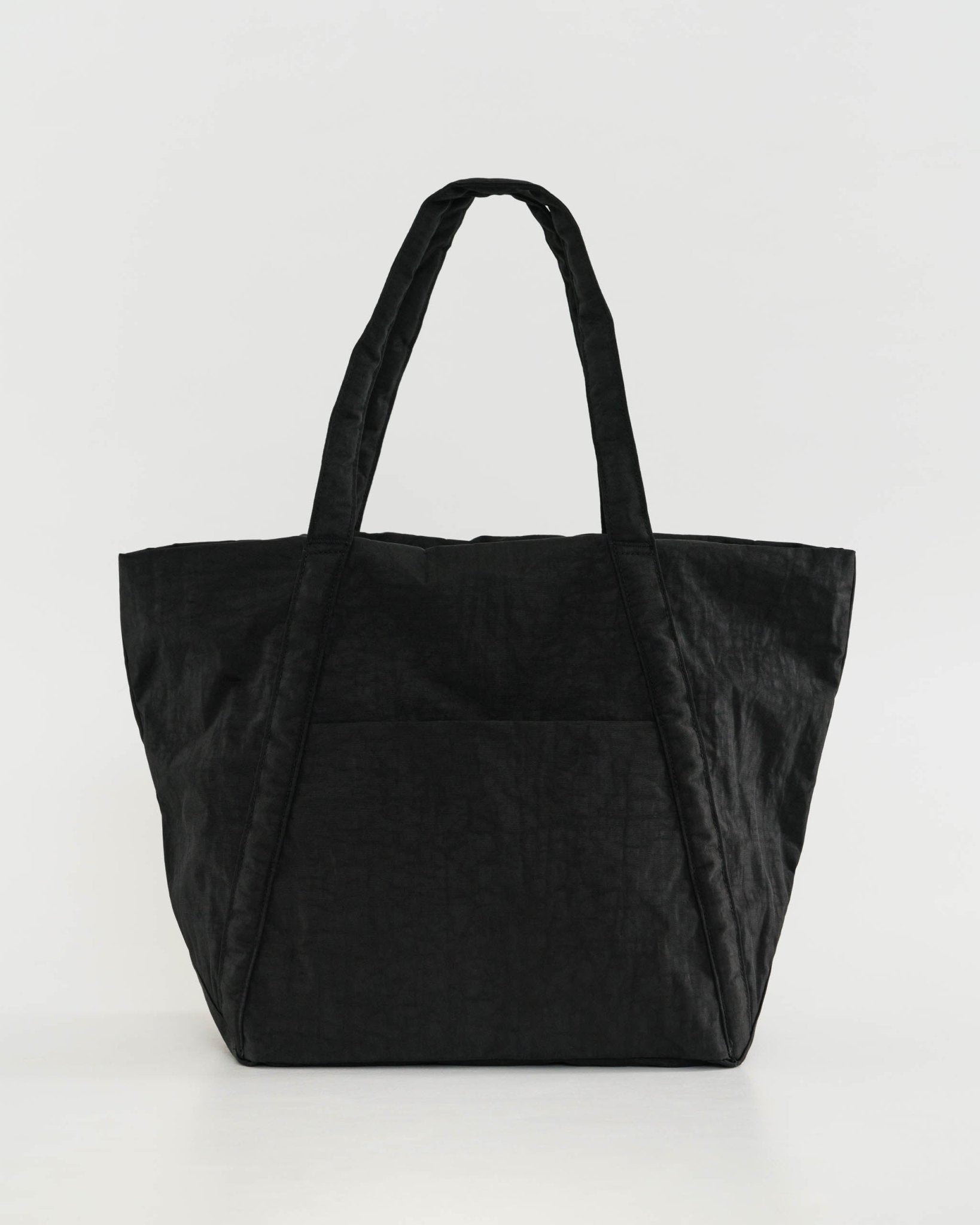 Black coloured Cloud Bag with carry handles and outside slip pocket - ANNIE.G