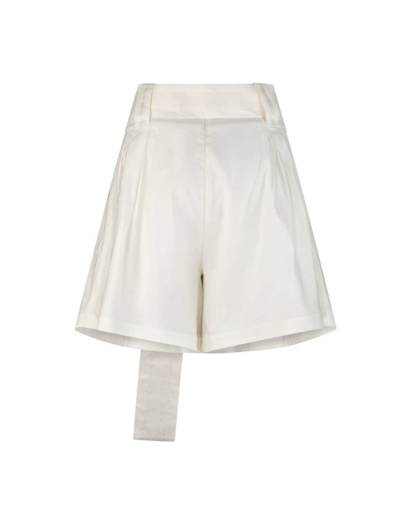 Back of ivory shorts with belt hanging in front - ANNIE.G
