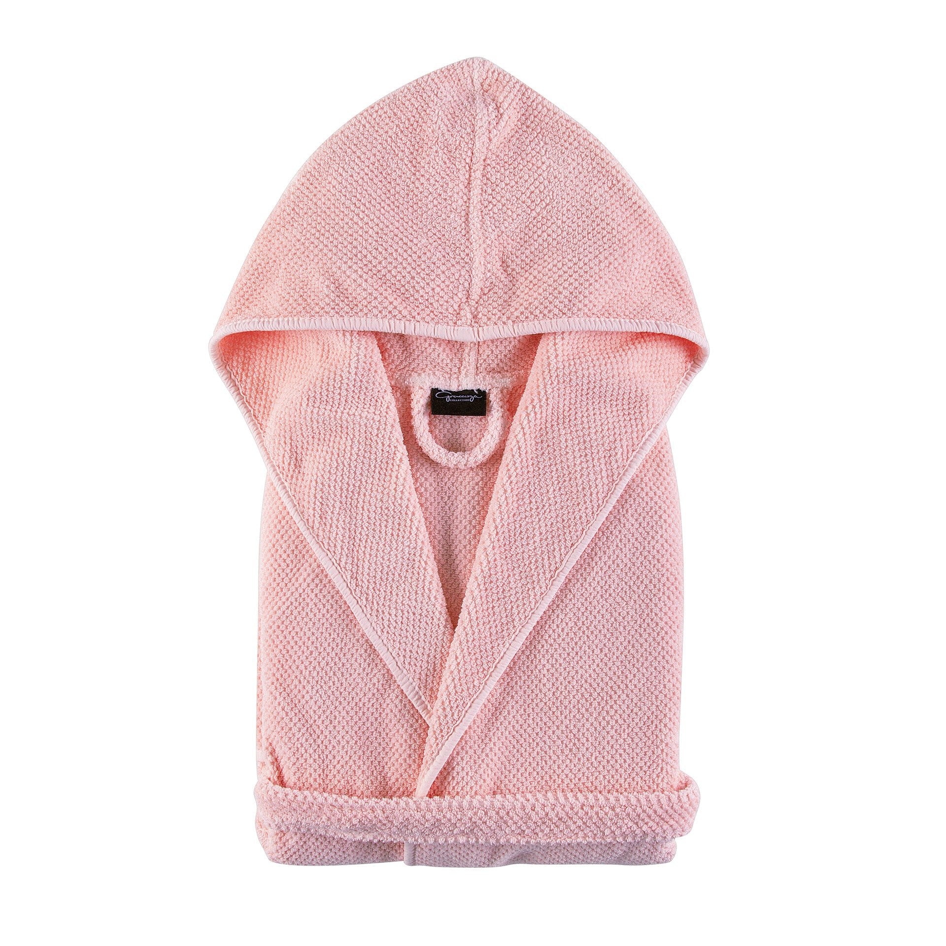 Folded pink Bee Waffle Kids Bath Robe - ANNIE.G