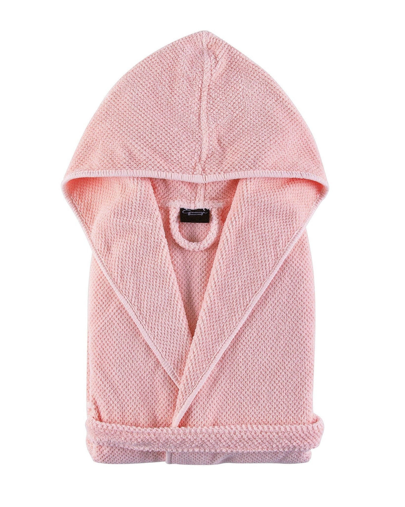 Folded pink Bee Waffle Kids Bath Robe with hood - ANNIE.G