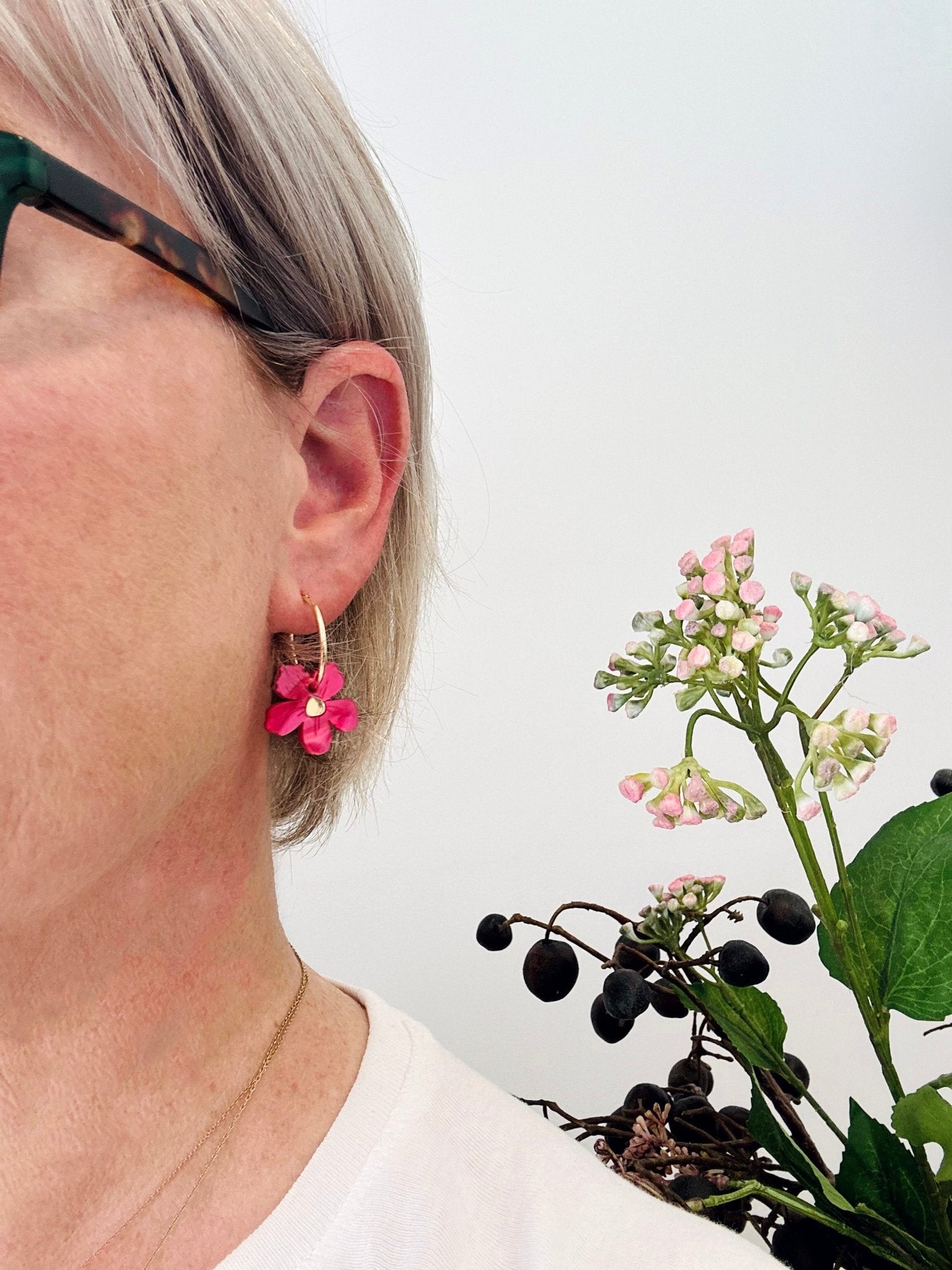 woman wearing Wildflower Earrings - ANNIE.G